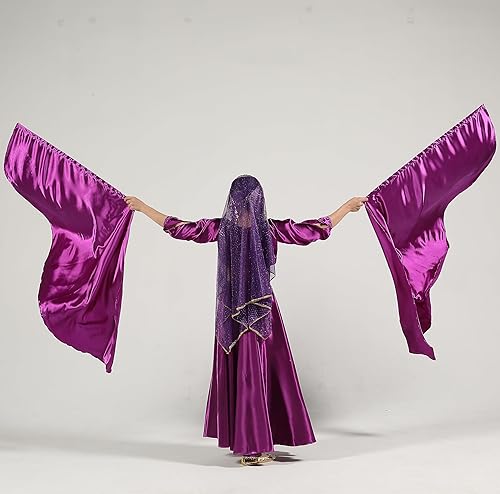 Miniatura 5 de MUNAFIE Banderas elípticas de adoración para danza, alabanza, banderas de iglesia para adoración, Banderas de Danza moradas