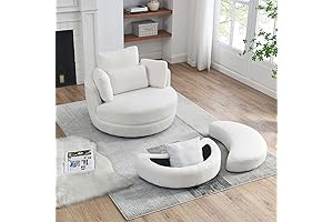 Zsarts Swivel Chair with Half Moon Shaped Storage Ottoman