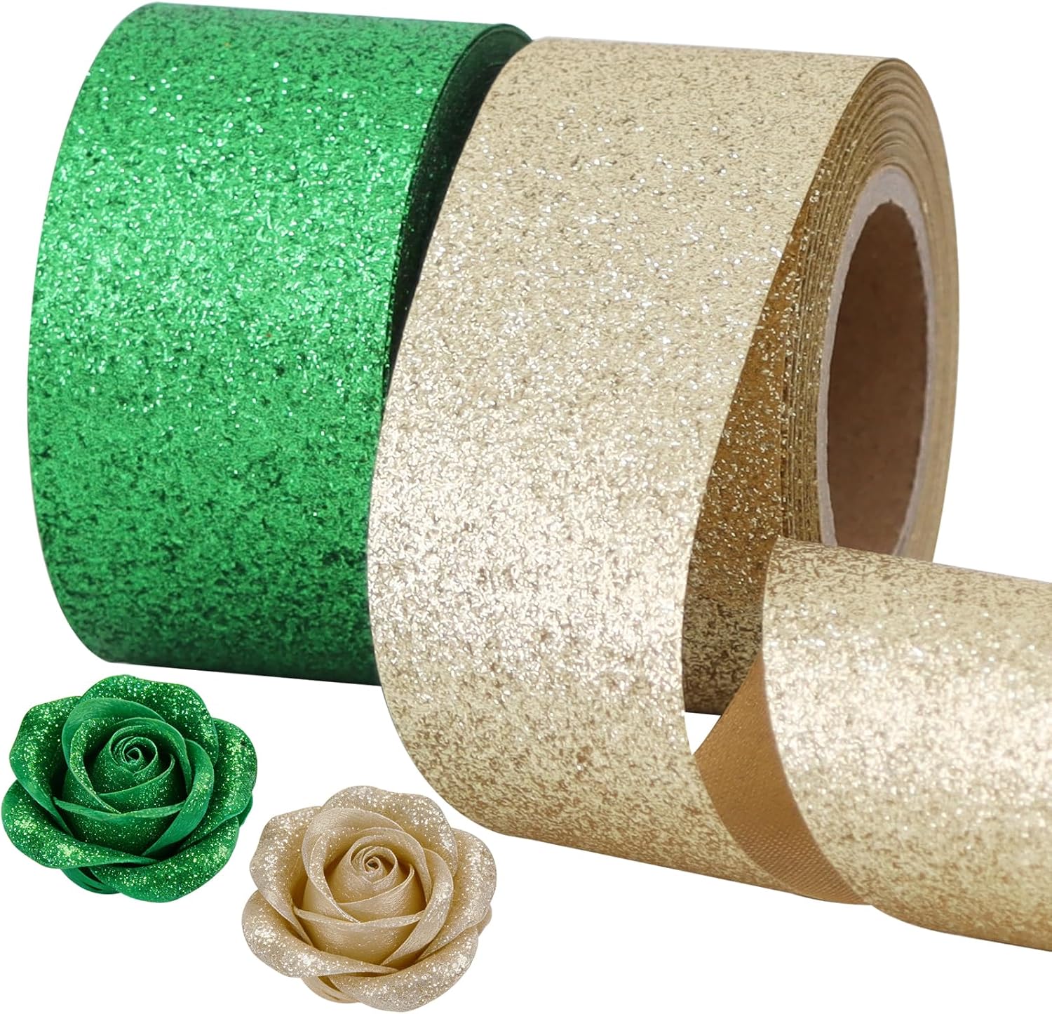 TONIFUL 2 Rolls 3/8 Inch Blue Glitter Ribbon, Sparkling Shiny Ribbon for Gift Wrapping, Crafts, Eternal Flowers, Graduation Lei Decor, Halloween, Christmas, Valentine's Decoration (10yds/roll)