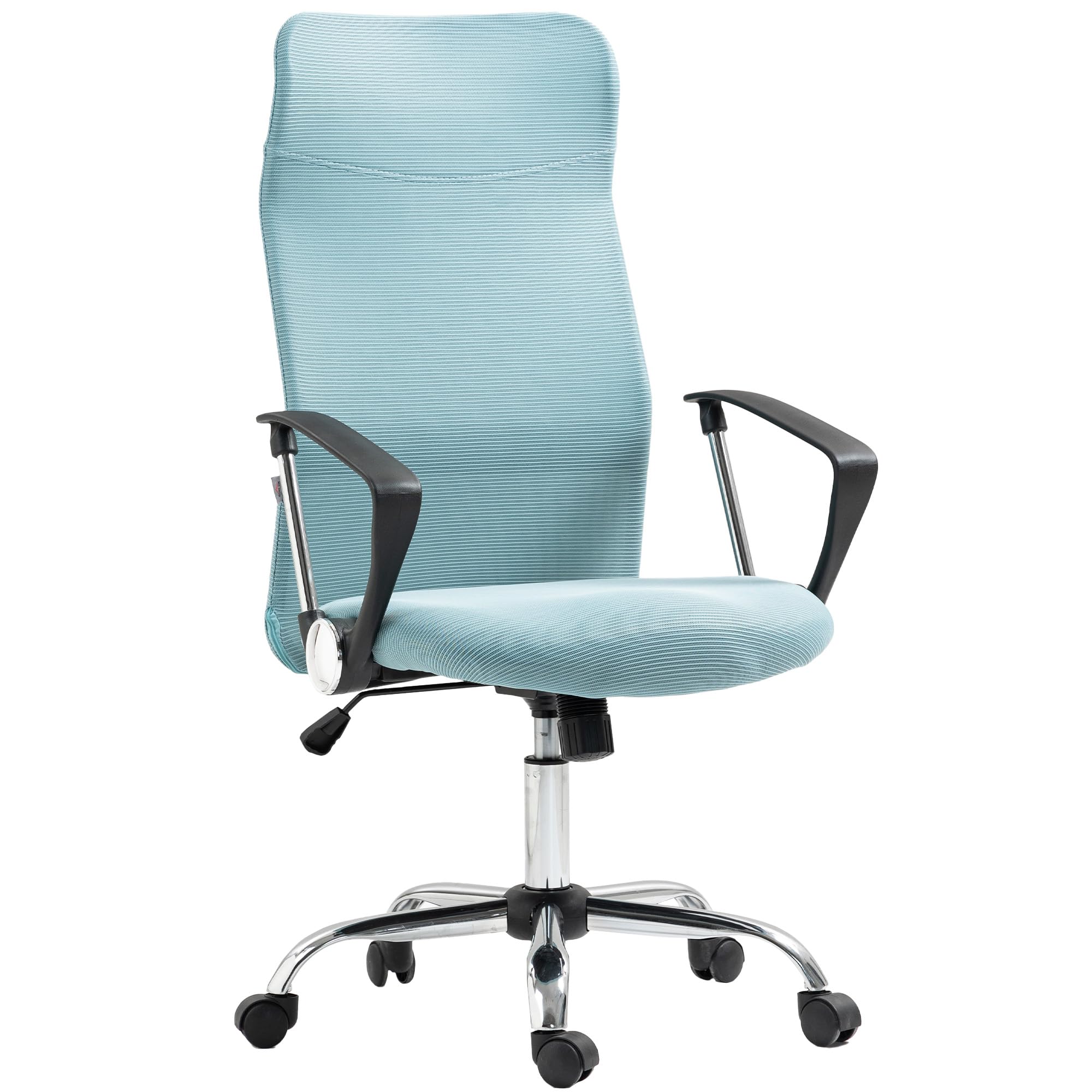HOMCOM Sedia Ergonomica da Ufficio Girevole e Dondolo con Ruote, Altezza Regolabile e Schienale a Rete, 63x65x109-119 cm, Verde Chiaro