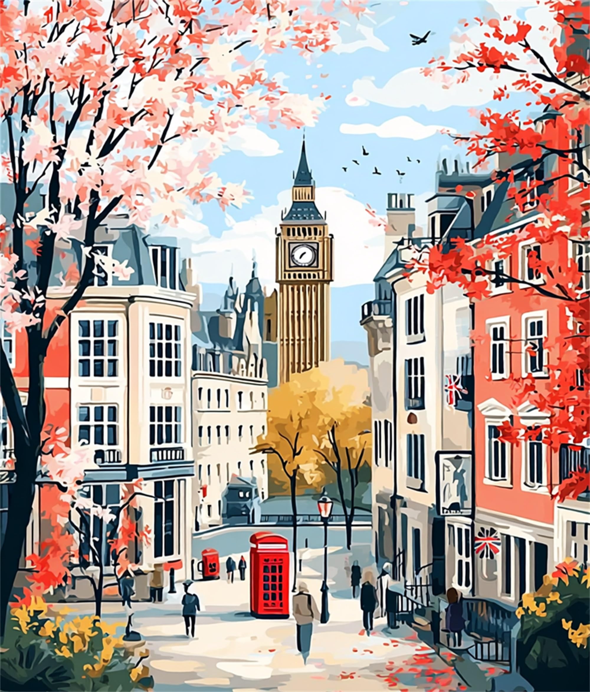 Xiangxujia DIY Paint by Number for Adults,Painting by Number Kits on Canvas,Color by Numbers for Adult Beginner,Gifts Decor for Home Wall Room (Big Ben)