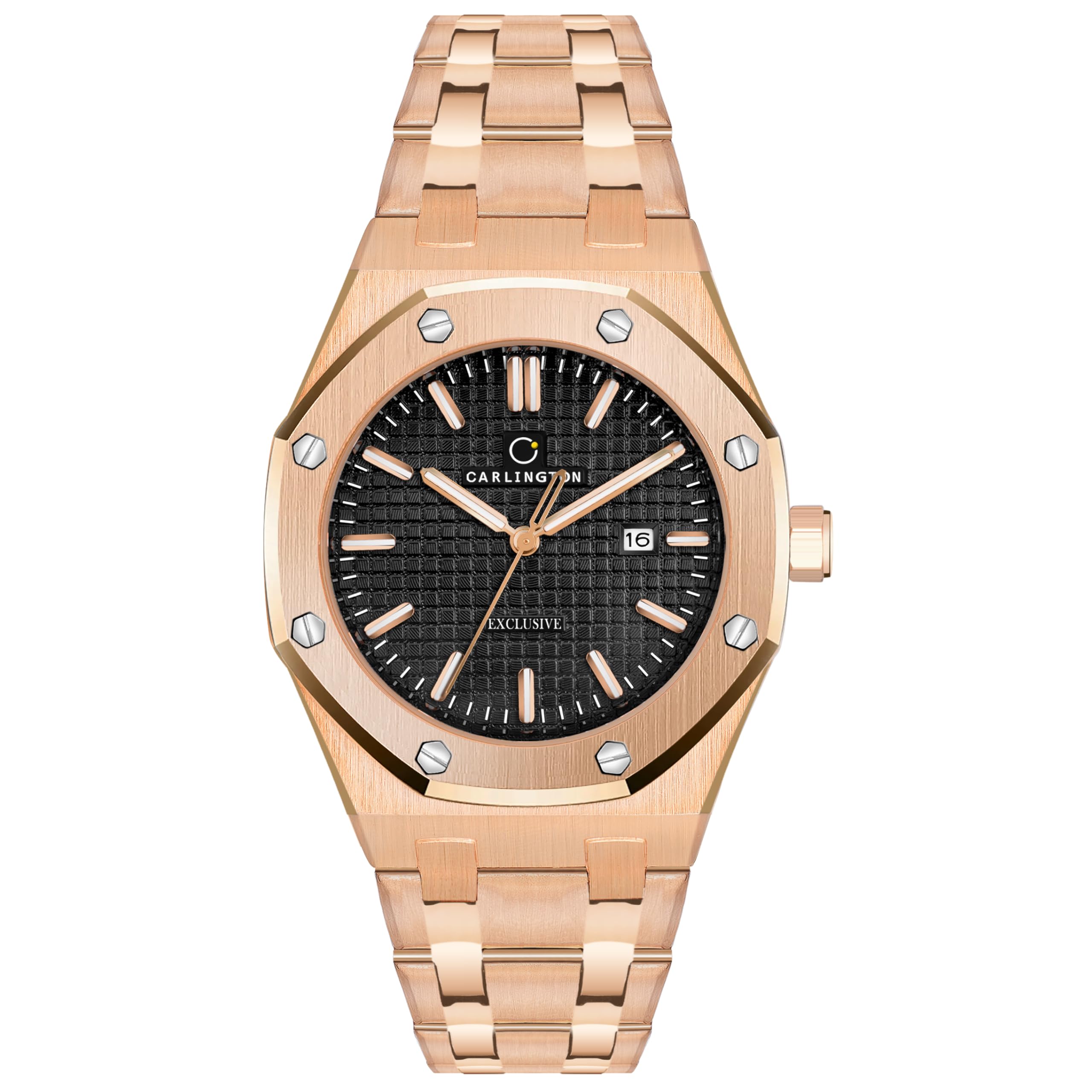 Carlington Stainless Steel Analog Wrist Watch For Men-Ct 8866 Black Dial Brown Strap,Band-Color: Rose Gold (B0CZRY6CDK) Amazon Price History, Amazon Price Tracker