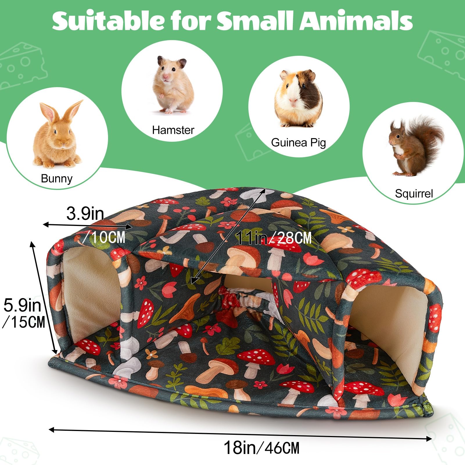 Guinea Pig Bed Small Animal Hideout House Warm Guinea Pig Tunnel Washable for Small Pet Hamster,Chinchilla,Bunny — view 4