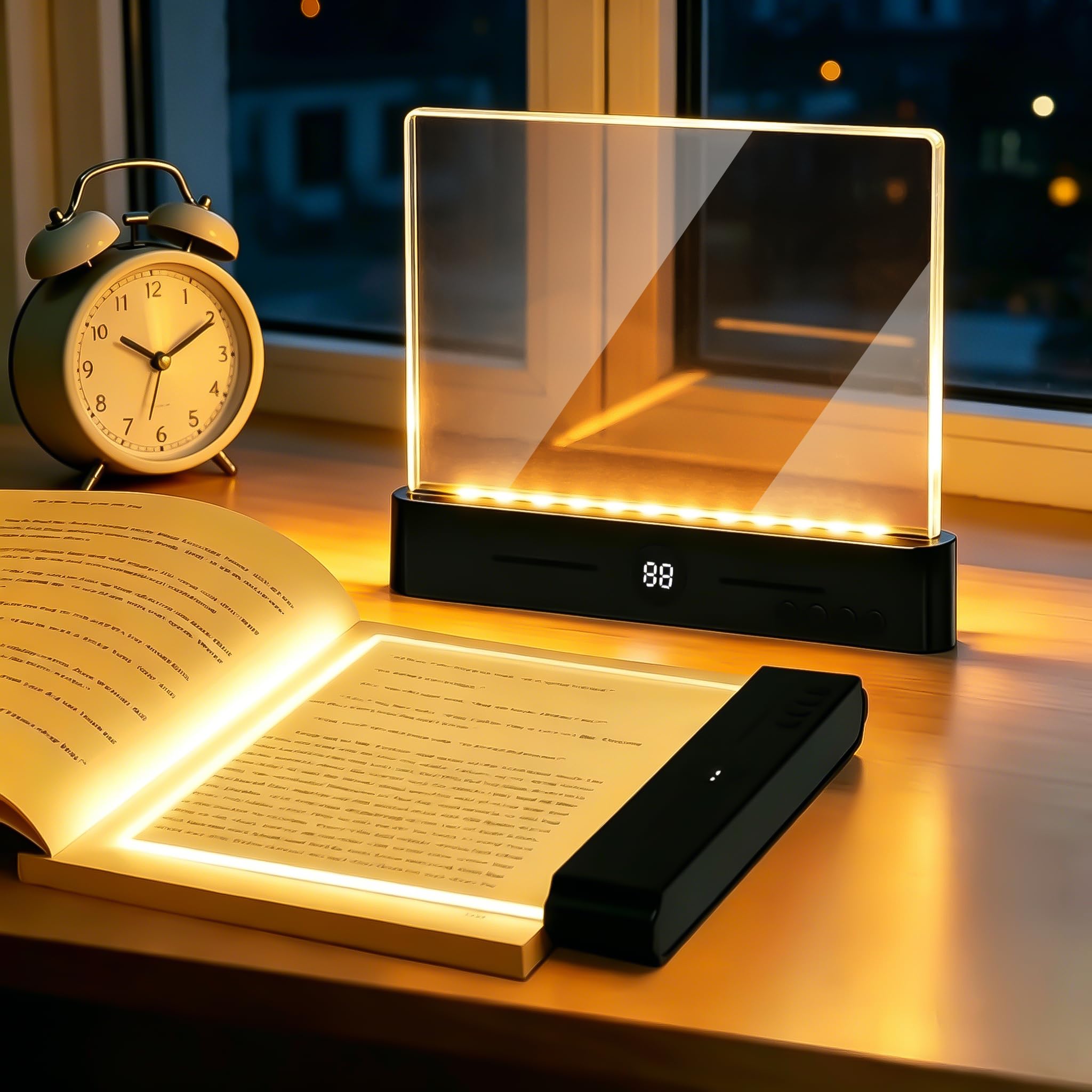 Luz Plana para Libros, Inteligente Luces de Lectura LED con Cronómetro y Luces de 3 colores, Recargable Smart LED Book Light Brillo Ajustable Para Leer en la Cama por la Noche