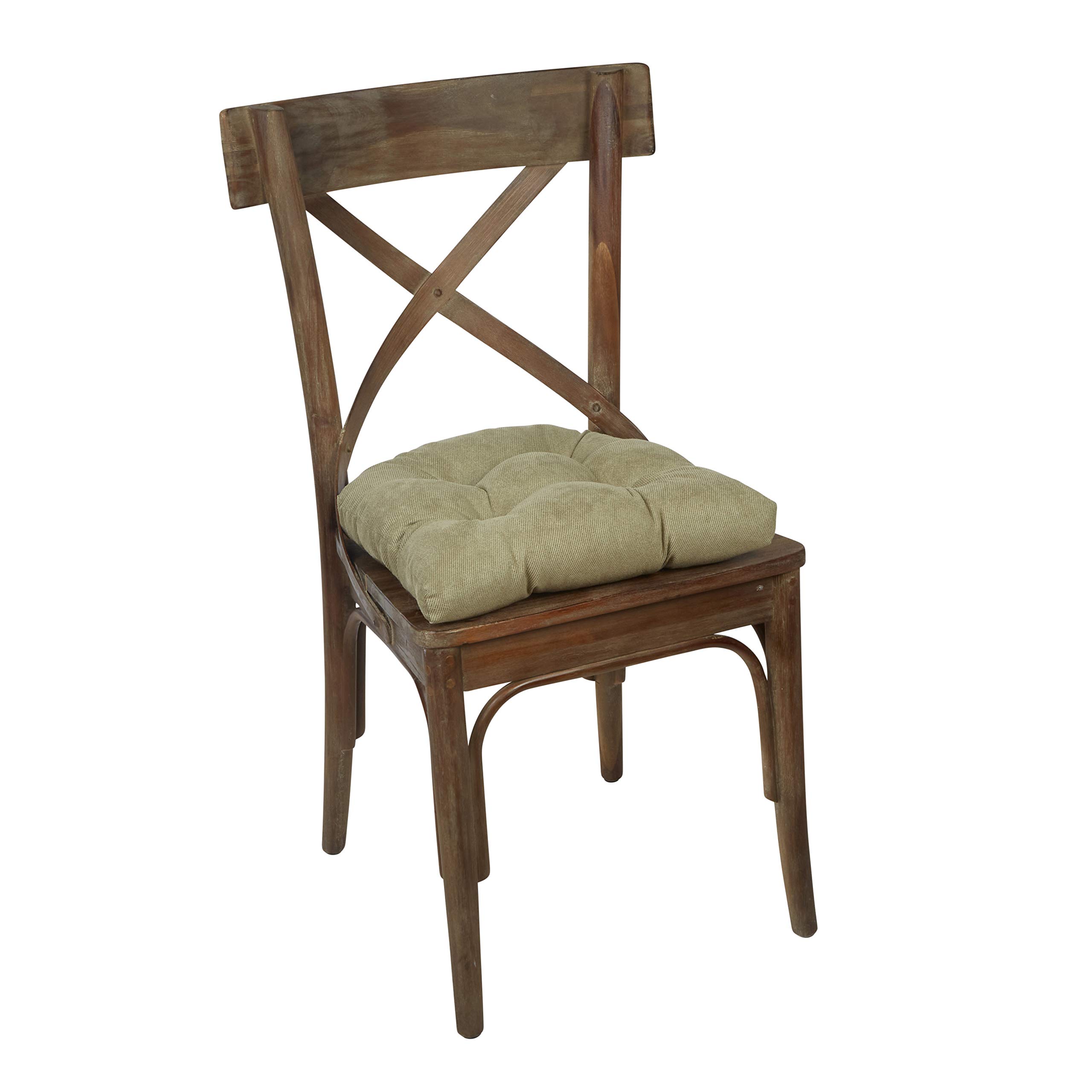 Klear Vu Twillo Large Overstuffed Non-Slip Gripper Chair Pad Cushion, 17" x 17", 2 Pack, Thyme 2 Count