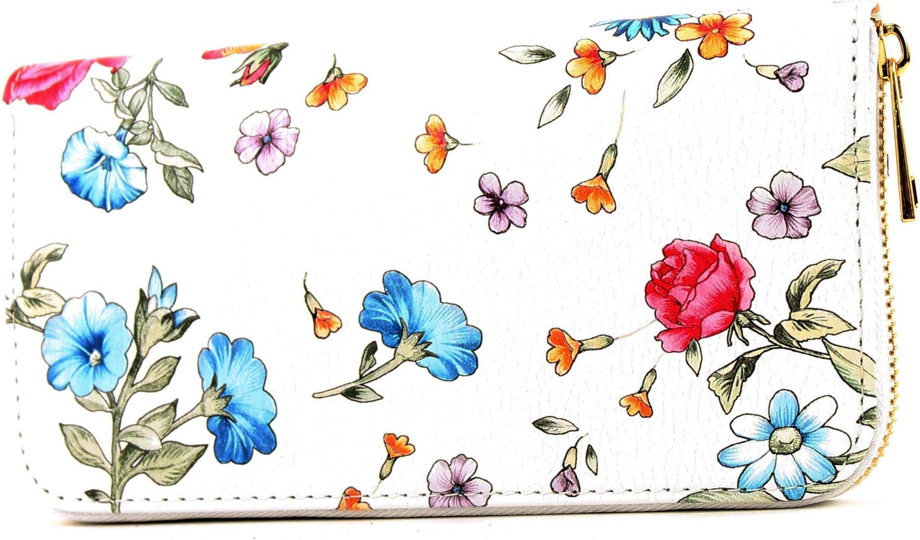 P02 - Italian women wallet, real leather, long, Colour:Flower-01