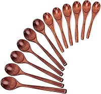 Vista 1 de Juego de cucharas de madera, 12 piezas (6 piezas de 9 pulgadas y 6 piezas de 6 pulgadas), para comer, mezclar, agitar, café, té, mermelada, sales