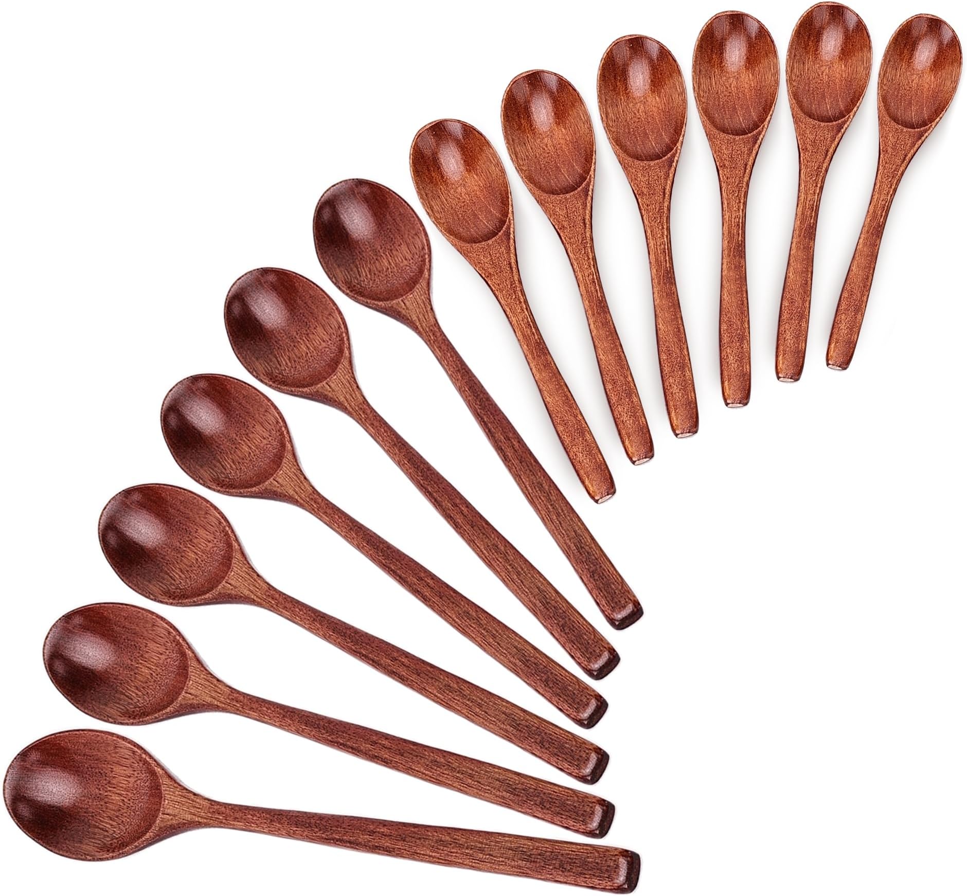Wooden Spoons Set - 12pcs (6pcs 9in & 6pcs 6in), for Eating, Mixing, Stirring, Coffee, Tea, Jam, Bath Salts