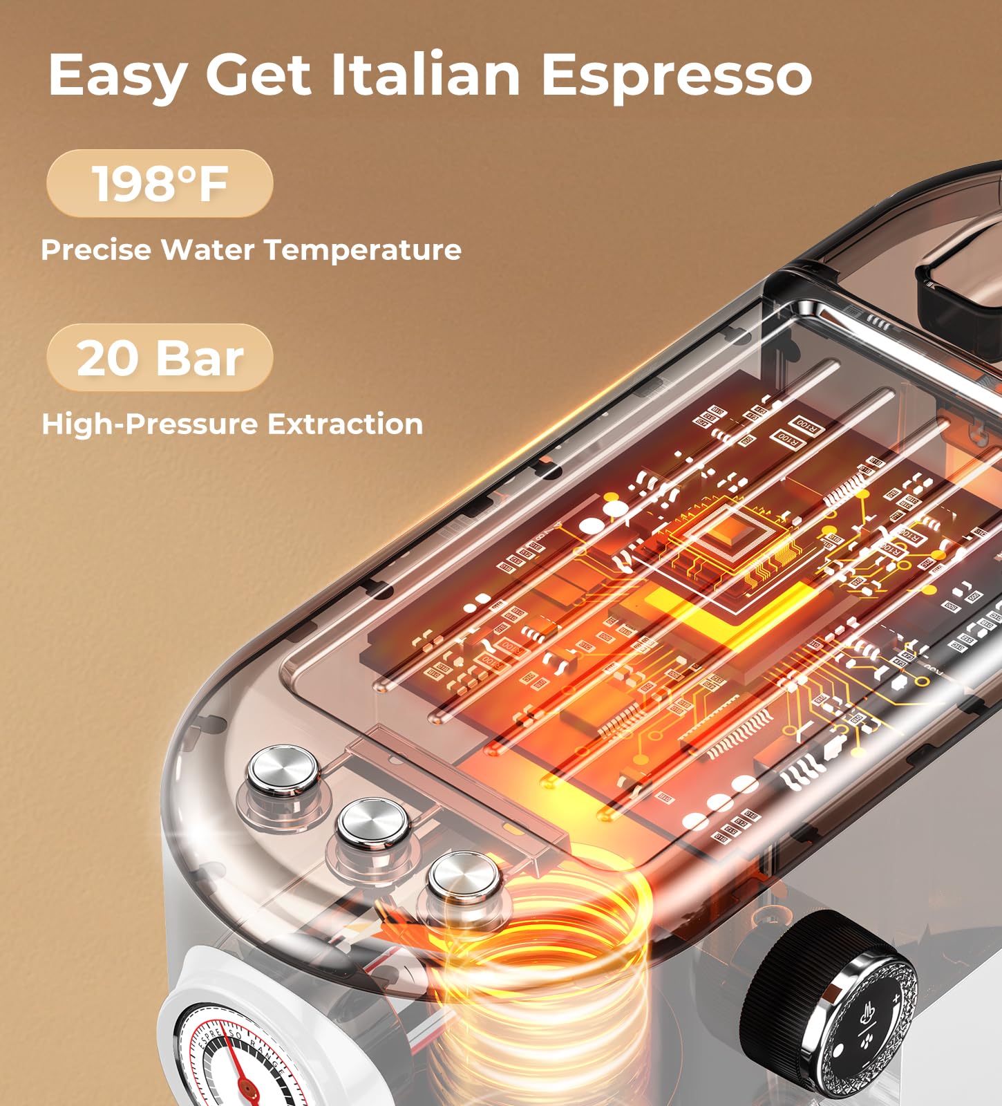 atatix Espresso Machine with Milk Frother, 20 Bar Pressure Espresso Maker view 5