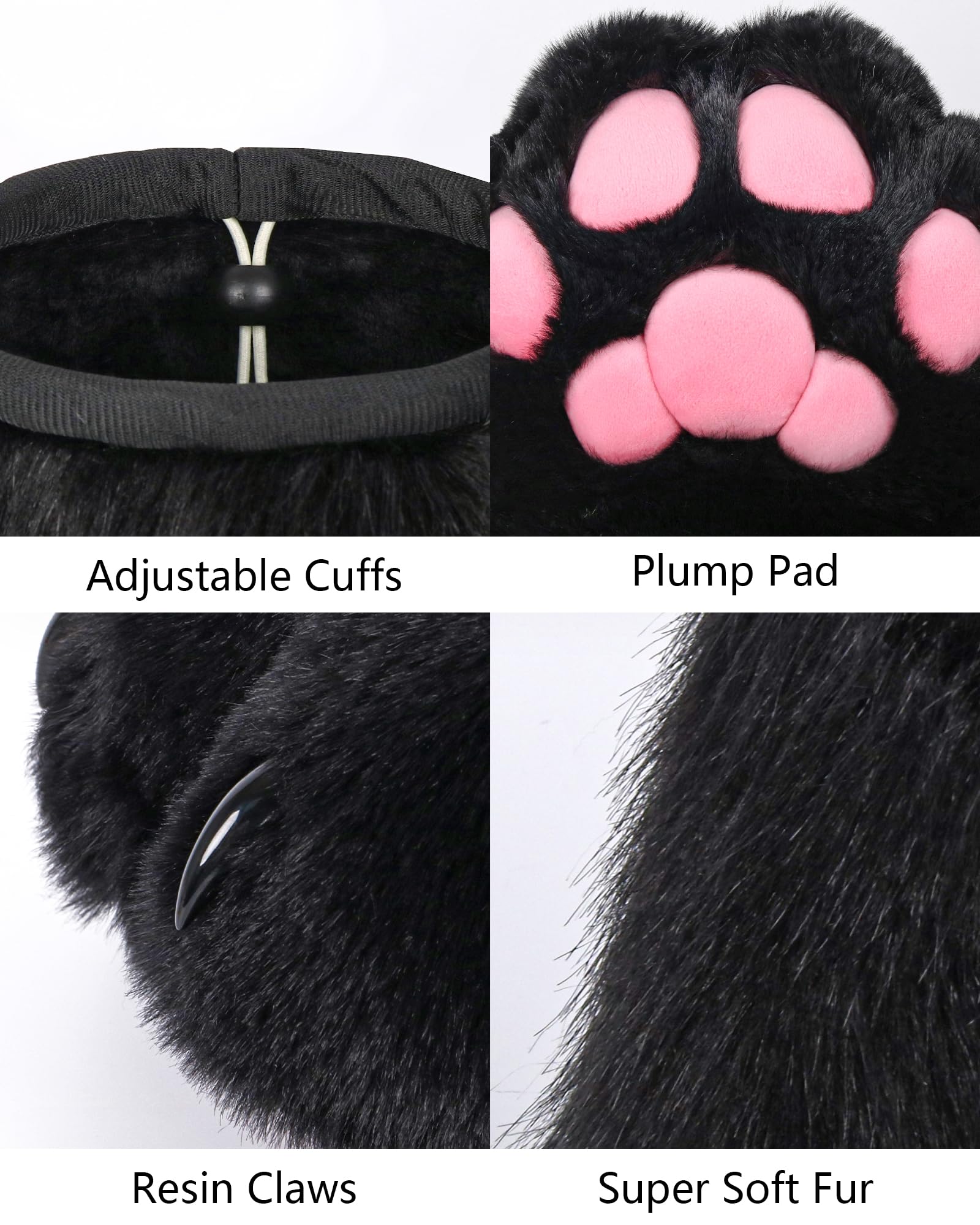 BNLIDES Cosplay Animal Cat Wolf Dog Fox Fursuit Feet Paw Claw Shoes Furry Boots Costume Accessories for Adult
