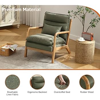 s Single Linen Lounge Reading Armchair With Solid Wood Frame
