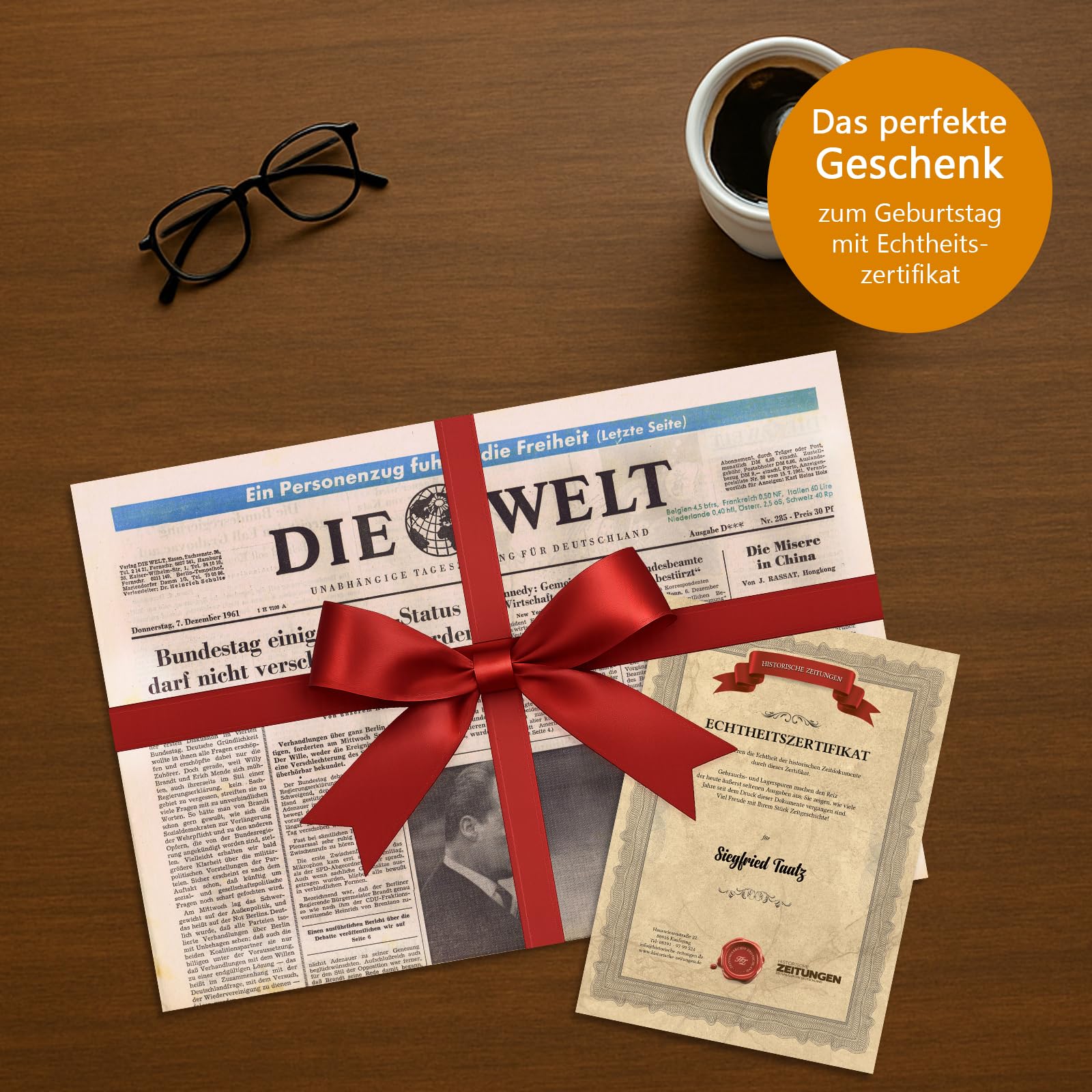 Historische Zeitung vom Tag der Geburt 1947-2020 mit Echtheitszertifikat