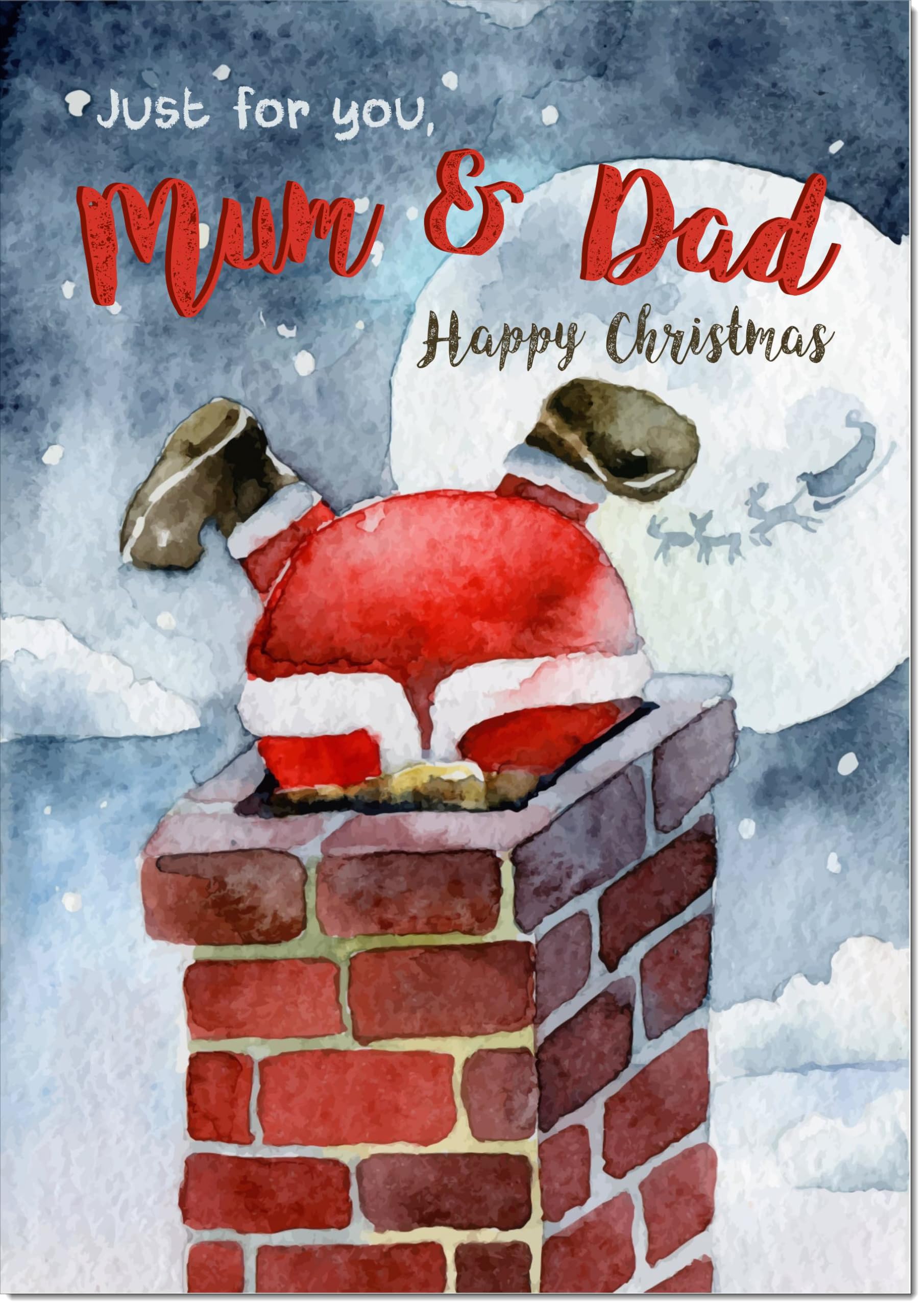 doodlecards Mum and Dad Christmas Card Santa Chimney Large A4 Size Christmas Card for Mum & Dad with Plain Envelope — image 1