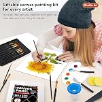 Shuttle Art 50 Pack Canvas Painting Kit, Painting Supplies with 28 Multi Sizes Canvas Boards for Painting and 22 Tools including Paint Brushes, Palette, Painting Knives for Acrylic, Oil, Gouache Paint