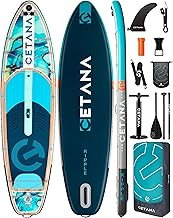 CETANA Tabla de remo de pie extra ancha de 11 pies 6 x 35 pulgadas para adultos y jóvenes, tabla de remo inflable de capacidad de 400 libras, apto para 2+1 persona con aleta extraíble de EE. UU