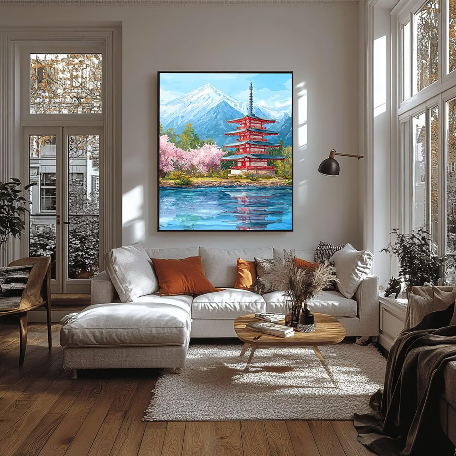 Malen Nach Zahlen Erwachsene Schneeberg DIY Set Erwachsene mit Leinwand zum Bemalen Landschaft 95 x 70CM 36 Farben Acrylfarben Set und Pinsel, Malen Nach Zahlen Kinder für Deko Wohnzimmer 2YH-2847