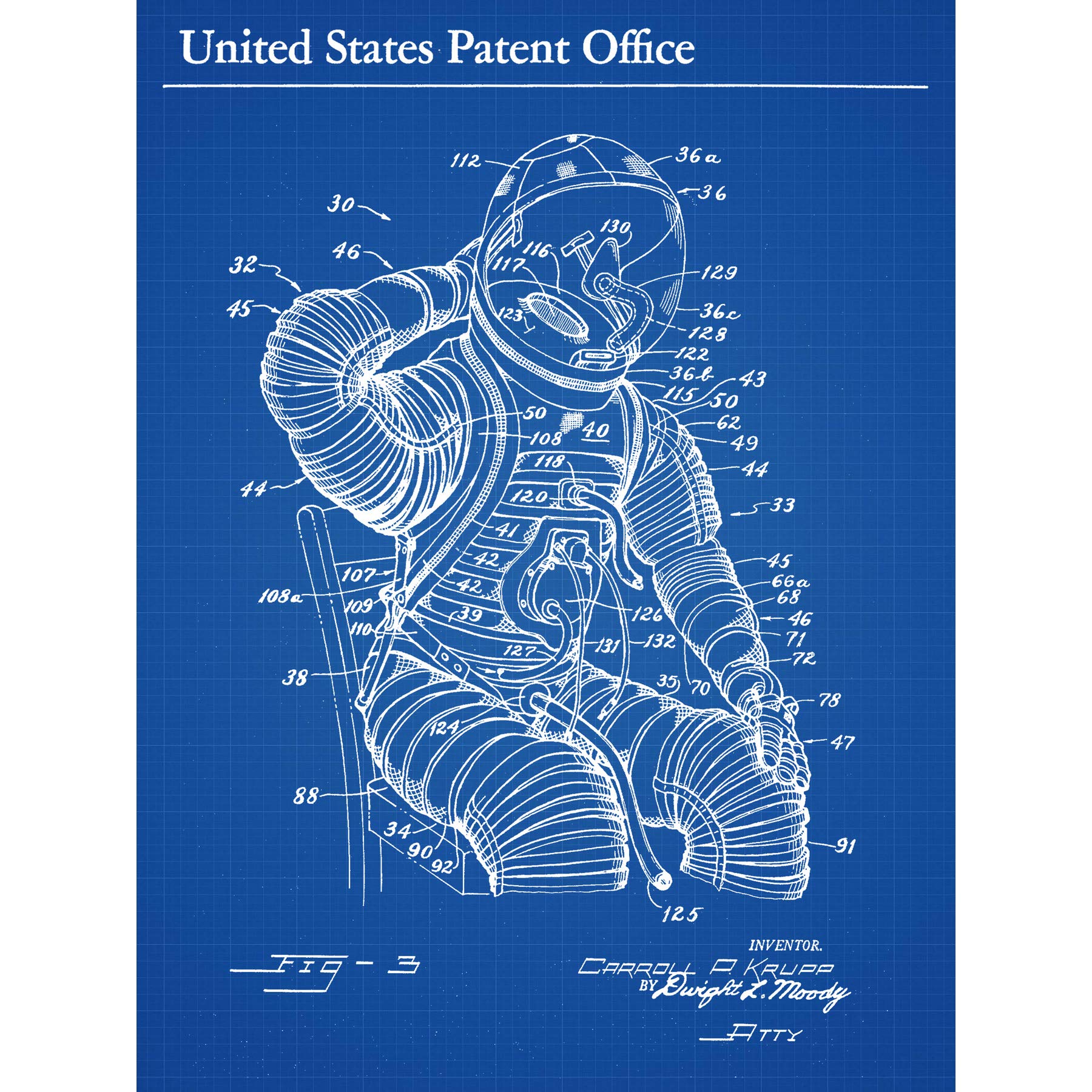 Krupp Goodrich High Altitude Flight Suit 1960 Patent Large XL Wall Art Canvas Print