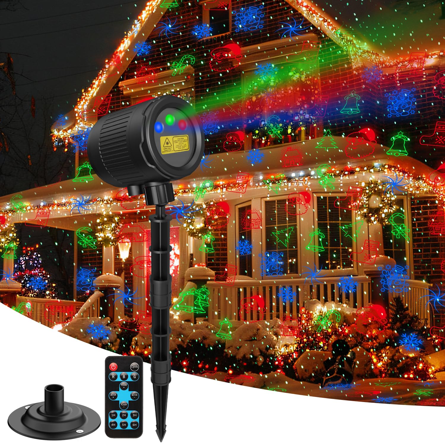 Christmas Laser Lights Outdoor, 3 Color RGB Laser Christmas