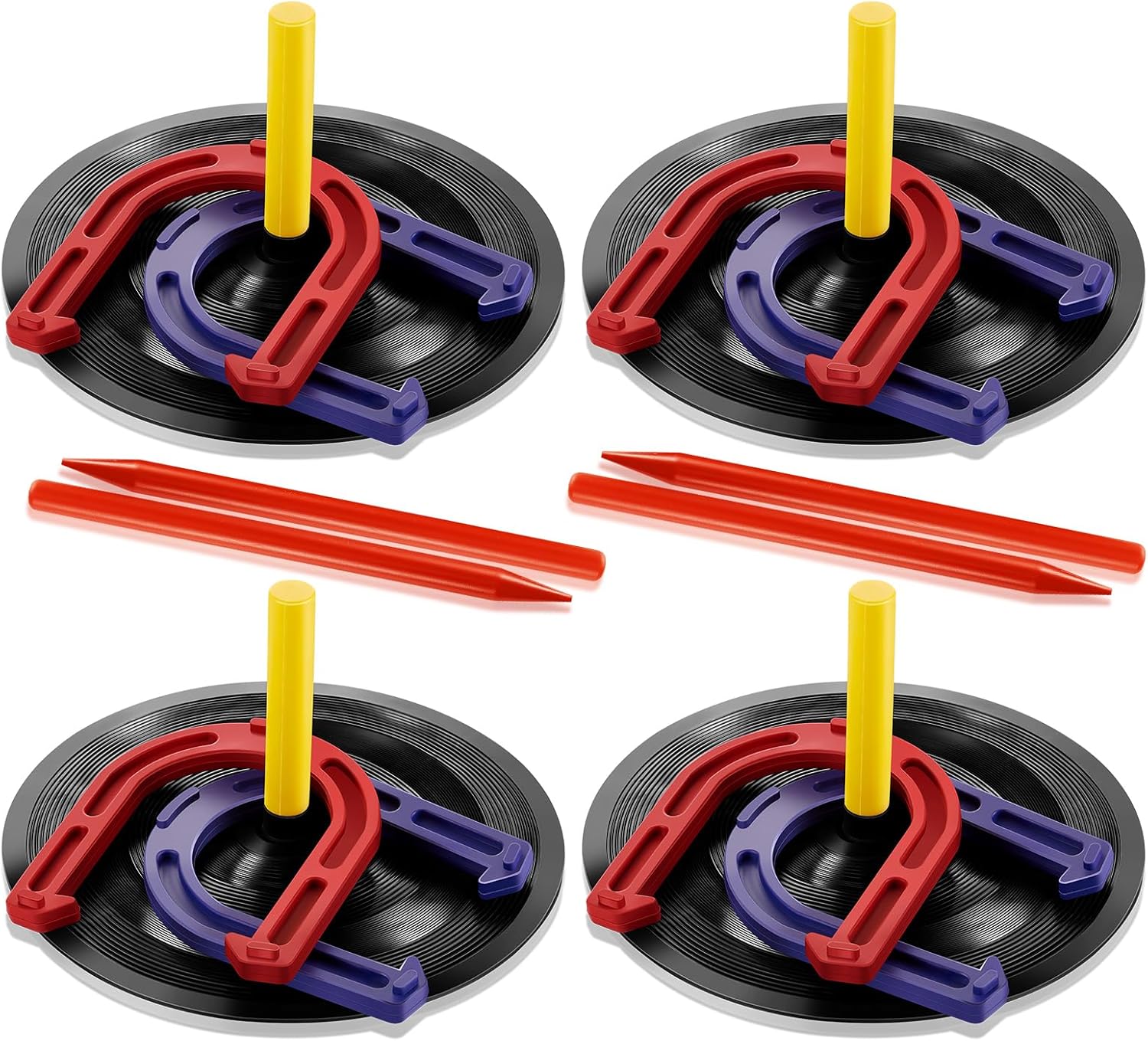 Gemscream 4 Set Outdoor Indoor Rubber Horseshoes Games Set