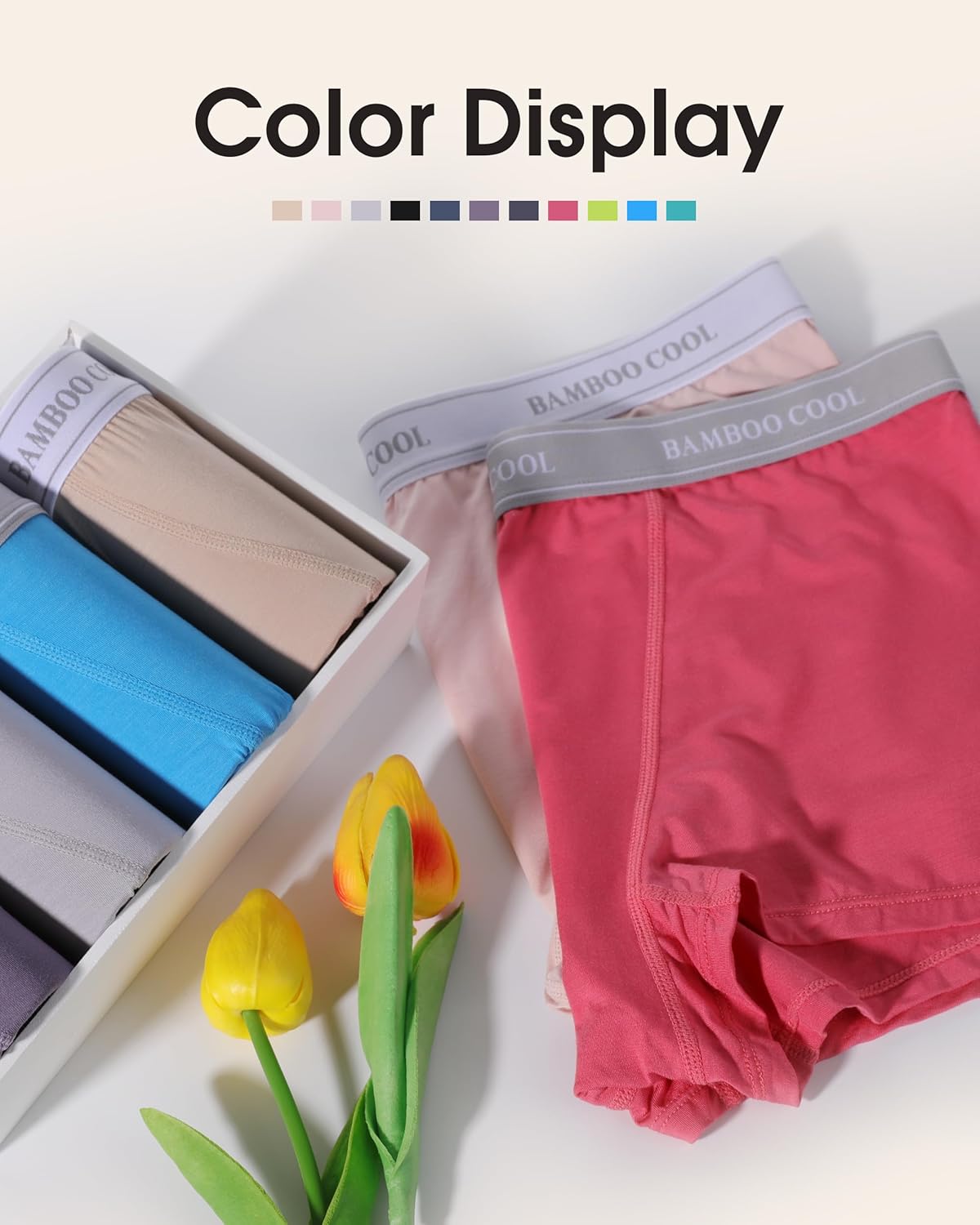 BAMBOO COOL Women's Boyshort Panties Stretchy Underwear Boxer Briefs for Ladies 4 Pack - Image 6