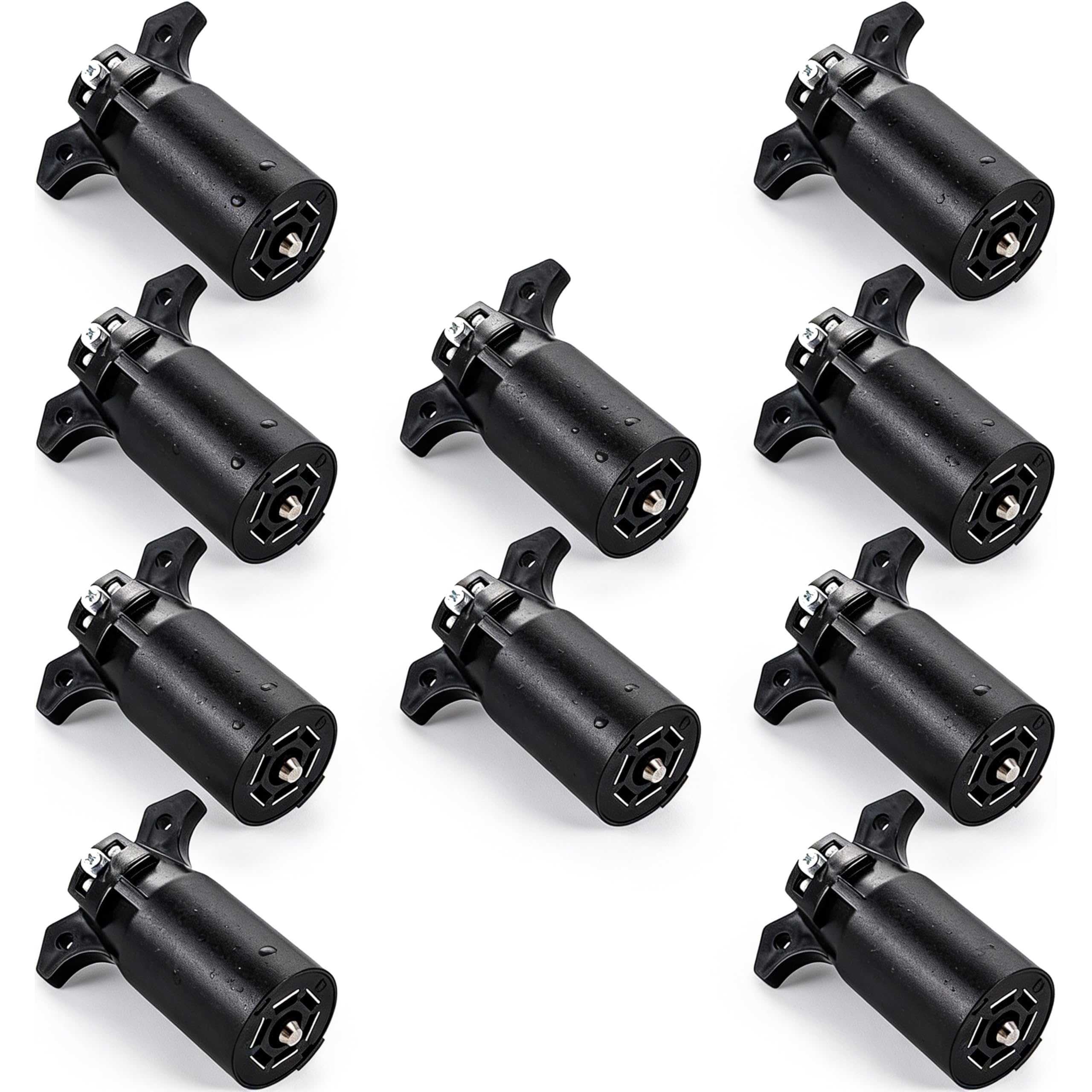 NEWSUN® 10pcs 7 Pin Trailer Plug, RV-Style 7 Way Flat Blade Connector, Trailer Plug and Connector Solutions: 7-Way, 7-Pin, Blade, Round, RV, Prong,