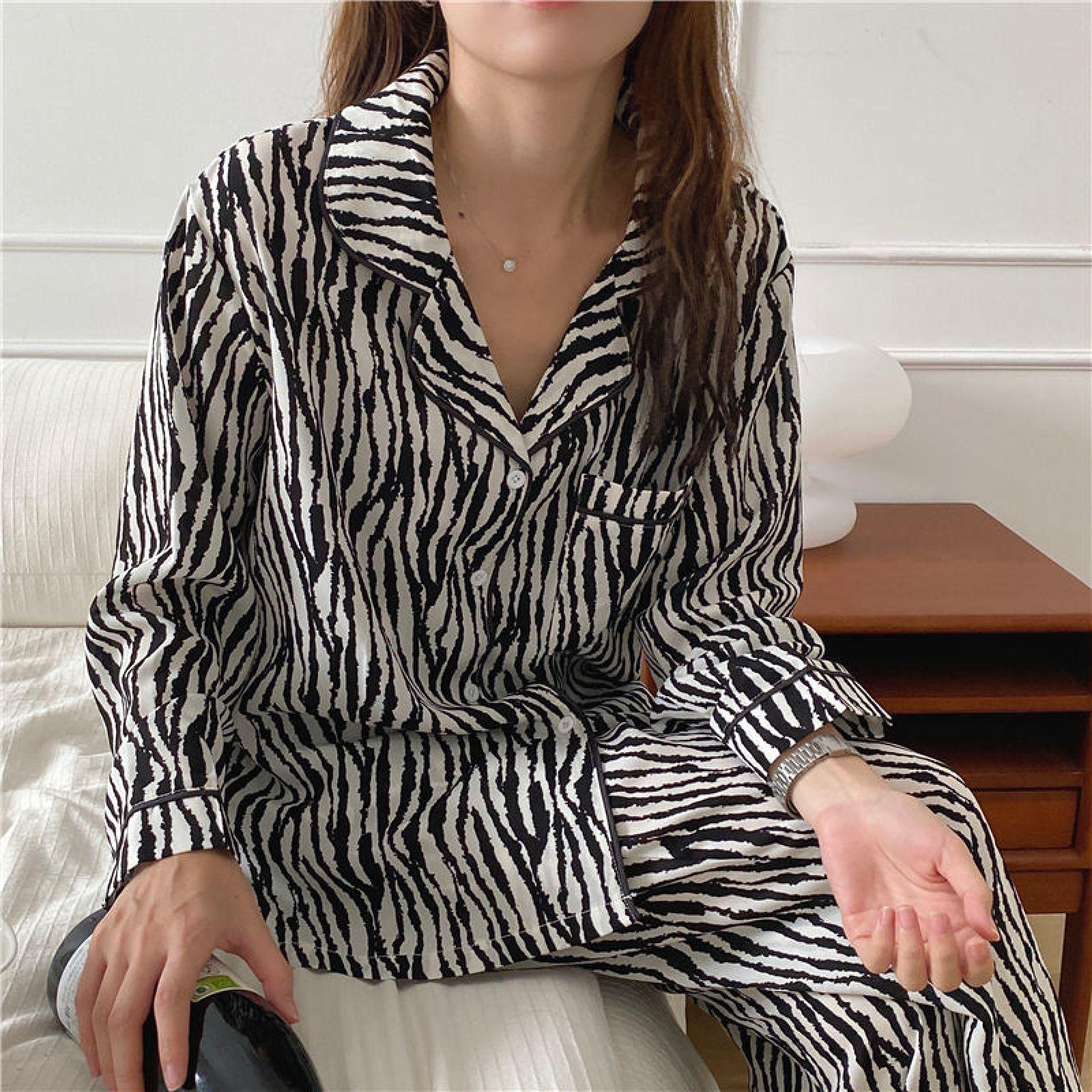Un Pijama Cómodo Pijamas para Mujer Pijamas para Mujer Conjunto De Dos Piezas De Manga Larga De Algodón para Mujer,Banma-L