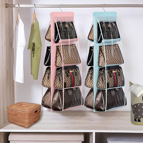 Miniatura 6 de Lirex Organizador de bolso colgante para armario, organizador de almacenamiento de 8 bolsillos, organizador de tela Oxford para armario familiar,