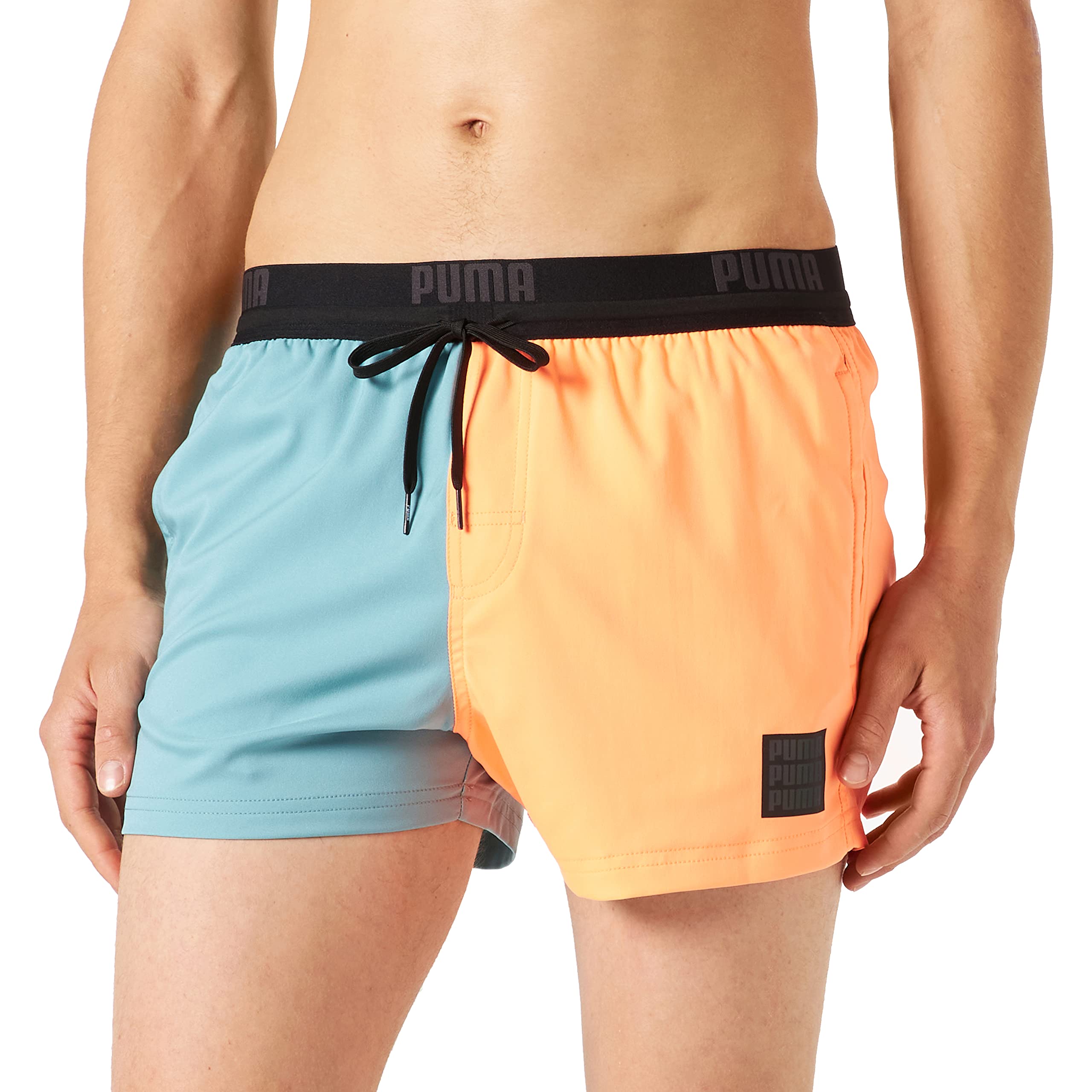 PUMA Men's Colour Block Shorts Board, Bright Orange Combo, X-Small