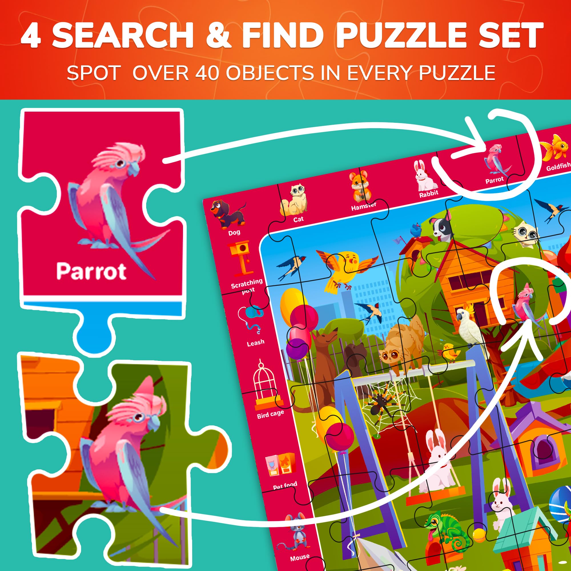 QUOKKA Jigsaw Puzzles For 3 4 Year Olds, 4x60 Jigsaws for Children Age 5 6, Search & Find Kids Puzzles For Learning Desert - Image 3