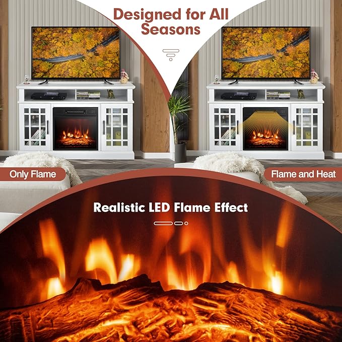 Soporte para TV con Chimenea Eléctrica 48" Blanca miniatura 6