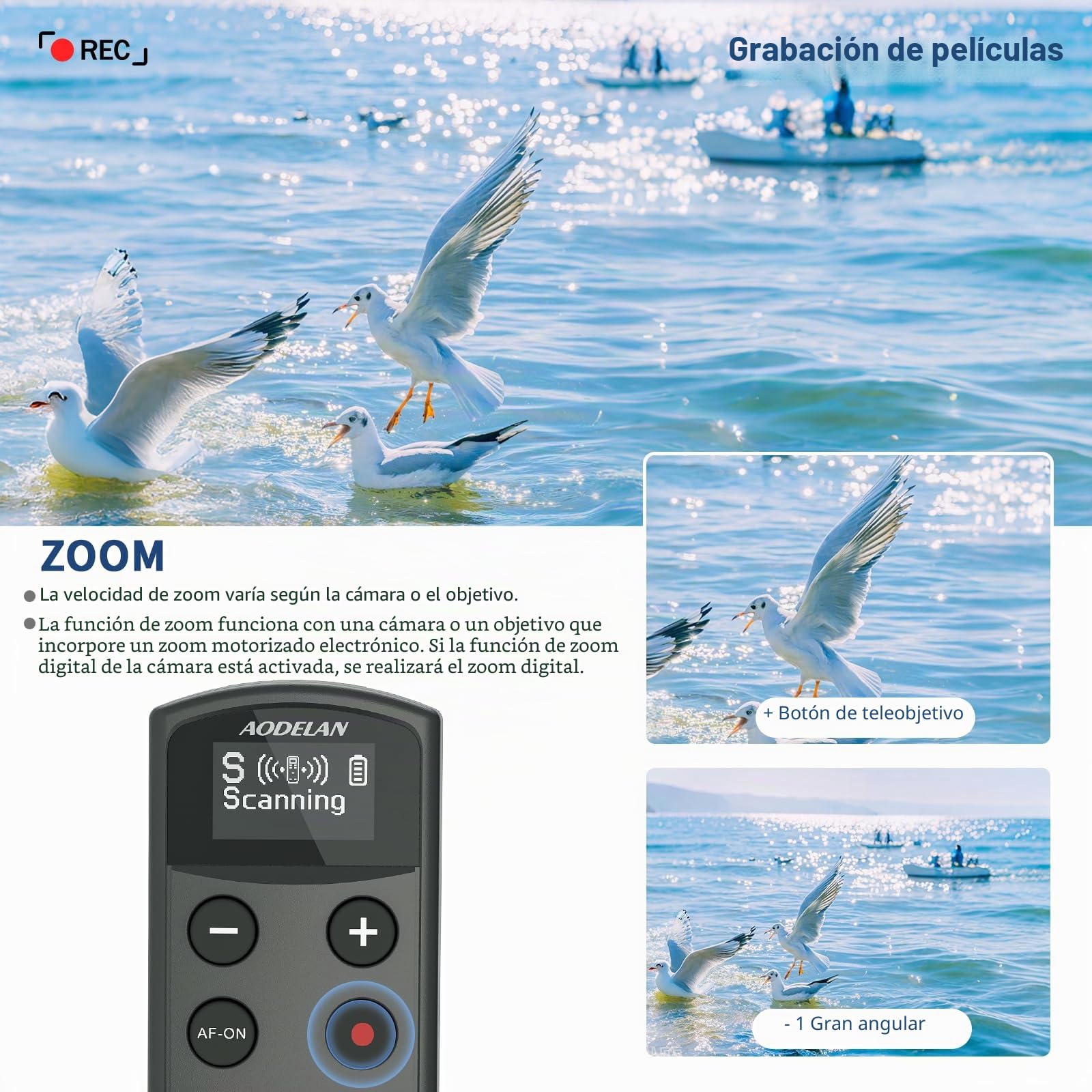 AODELAN - Disparador de cámara recargable para Sony, mando a distancia inalámbrico, zoom y registro de enfoque, compatible con Sony ZV-E10, ZV-1F, ZV-1, A6400, A6700, A7C, A7III, A9, A9 II, DSC-RX0 II | Compatible con Sony ZV-E10, ZV-1F, ZV-1, A6400, A670