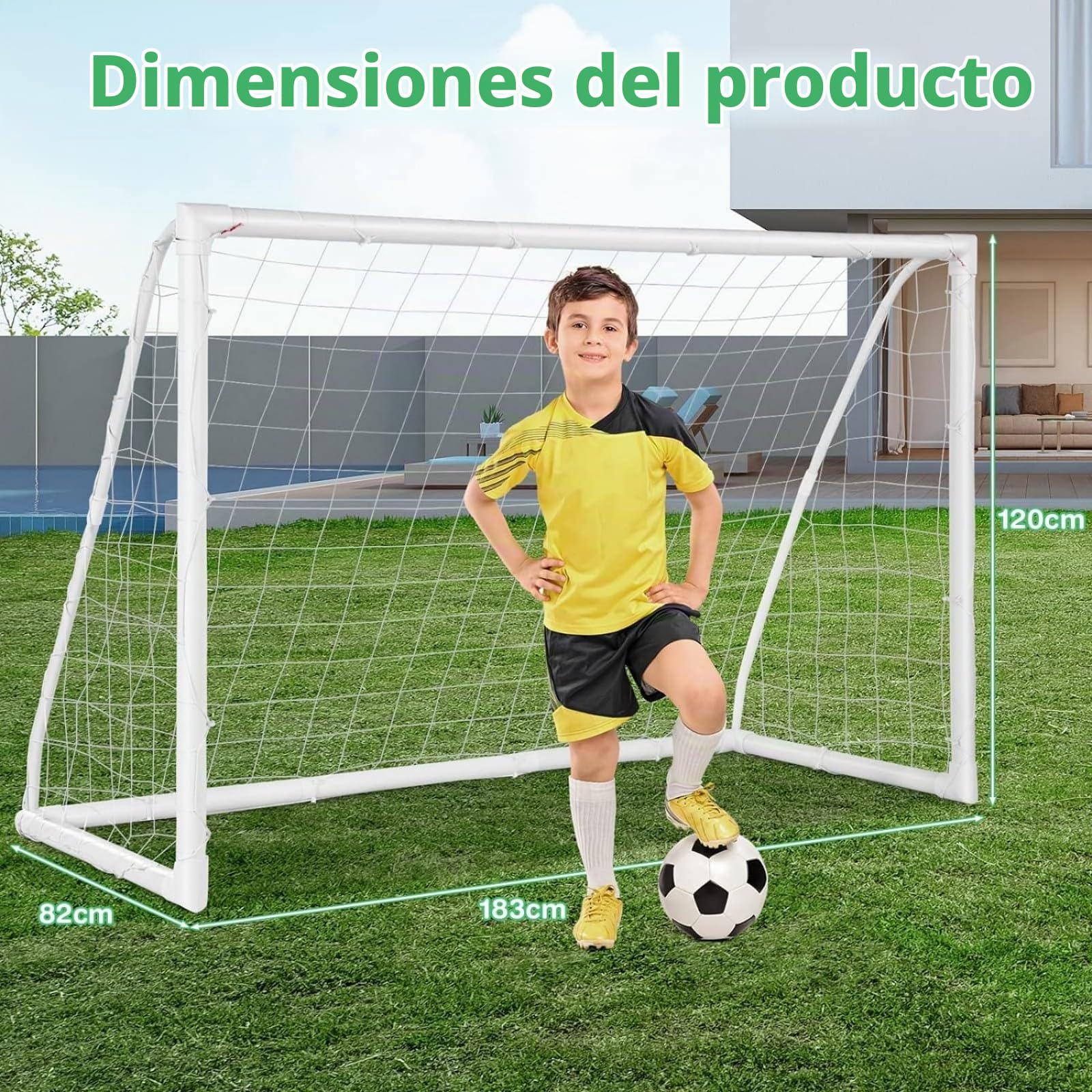 GYMAX Porterías Fútbol para Niños y Adultos, Football Goal 183 x 120 cm con PVC Resistentes, Red de PE, Resistente a la Intemperie para Exteriores, jardín, Patio Trasero y Playa