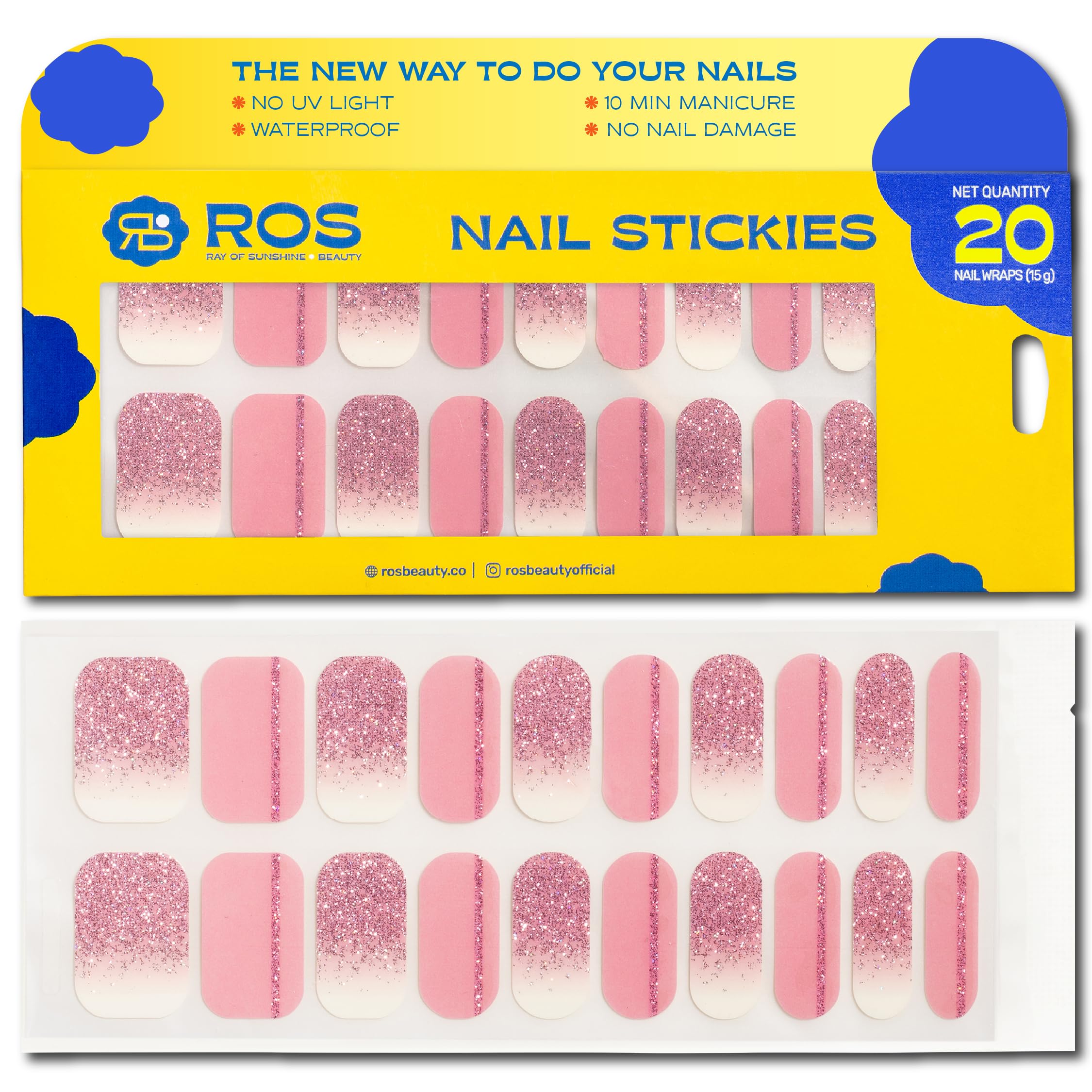 ROS Beauty Nail Stickies | 20 Count | Easy-to-Apply Vibrant Nail Art Stickers | Long-Lasting, Lightweight, & Mess-Free | Unique Designs for Effortless DIY Manicure | Sparkle Girlie-picture-25
