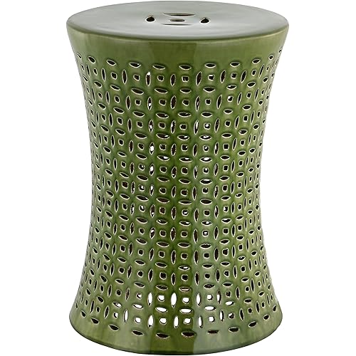 SAFAVIEH ACS4550E Camilla Ceramic Decorative Garden Stool, 0, Spring Green