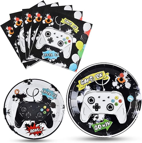 Miniatura 9 de WERNNSAI Kit de suministros para fiestas de juegos, paquetes de fiesta temática de videojuegos para niños, amantes de los juegos de cumpleaños,