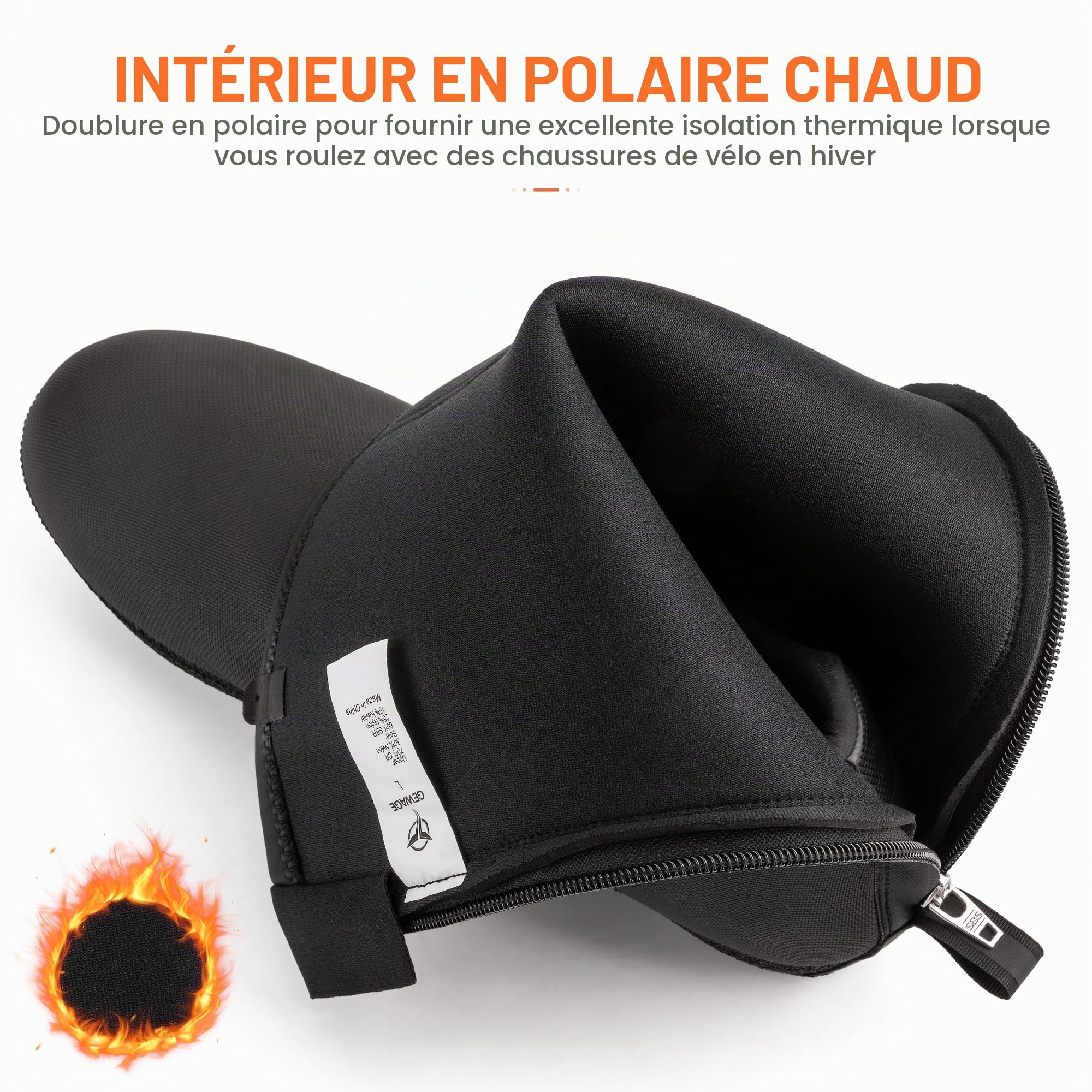 GEWAGEA Sur-chaussures thermo imperméables pour vélo hiver | Hydrotec néoprène 4 mm avec semelle Kevlar, coupe-vent et imperméable, réfléchissantes | Sur-chaussures vélo S–XL