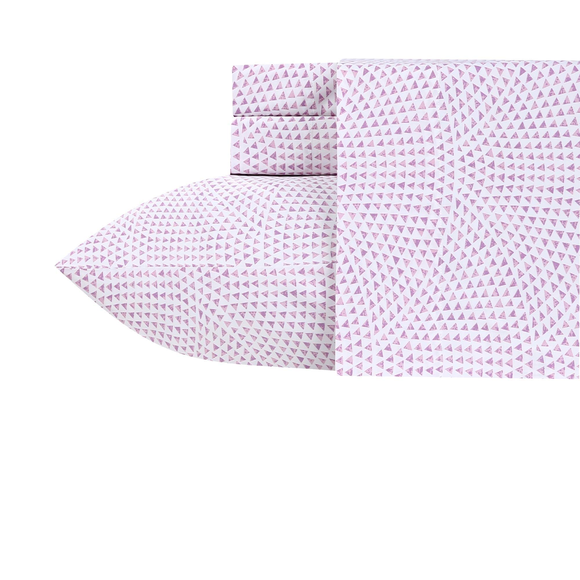 400-Thread-Count 100% Pure Cotton Sheets-4-Piece Sunrise Lavender King Size Sheet Set Long-Staple Cotton Bed Sheets Breathable Sateen Weave Flat Sheets Fits Mattress 16'' Deep Pocket