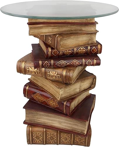 Design Toscano Power of Books - Mesa auxiliar con tablero de vidrio