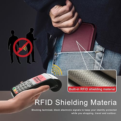 Miniatura 4 de DJDUCK Funda tipo cartera para teléfono Samsung Galaxy A14 5G con tarjetero protección de cuero con bloqueo RFID Funda con cierre magnético con tapa