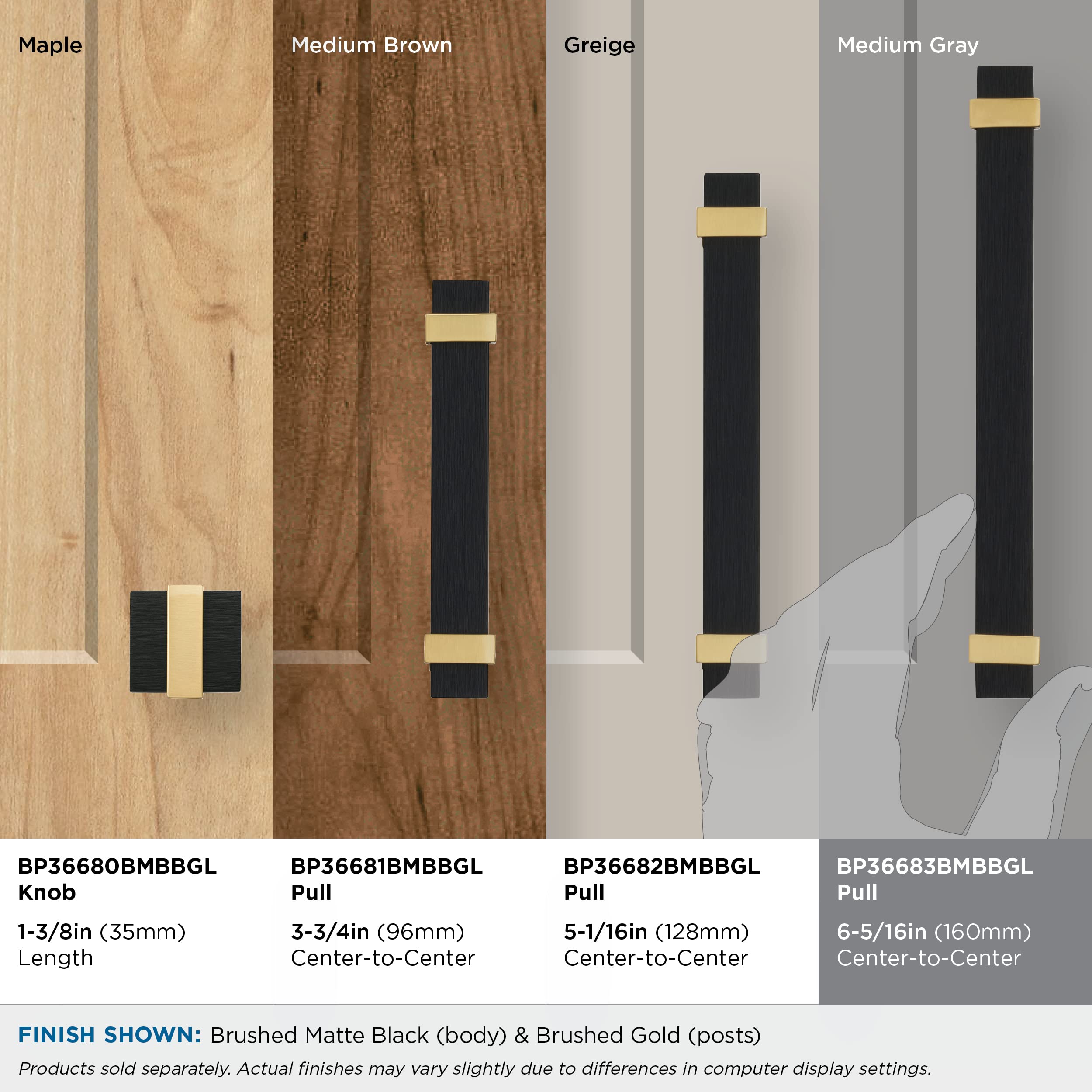 Amerock, Black,gold, 6-5/16 inch (160mm) Center-to-Center - Image 4