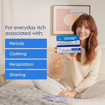 Vagisil Regular Strength Anti-Itch Feminine Cream for Women, Gynecologist Tested, Hypoallergenic, Fast-acting and Long-lasting Itch Relief, Vaginal Moisturizer Soothes and Cools, 1 oz (Pack of 4)