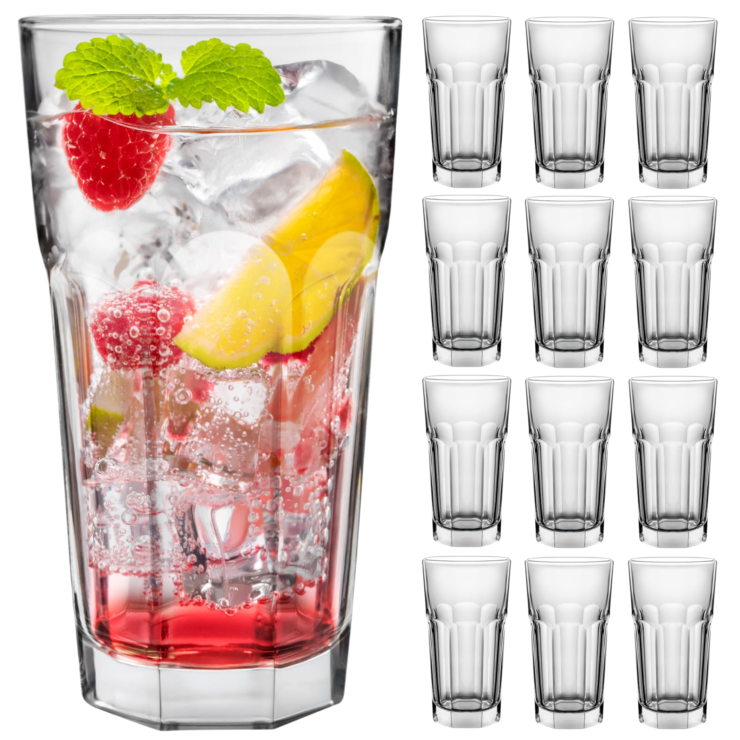 KONZEPT Gläser Set 12 teilig, Glas 270 ml, ideal als Trinkgläser, Wassergläser, Longdrinkgläser