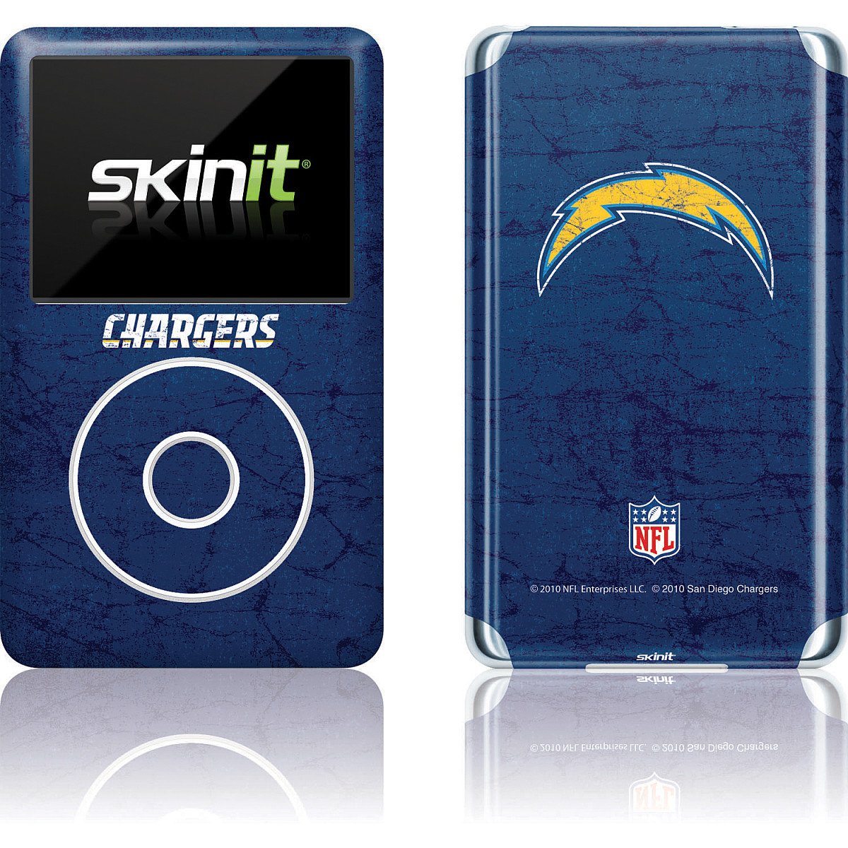 Skinit Decal MP3 Player Skin Compatible with iPod Classic (6th Gen) 80GB - Officially Licensed NFL Los Angeles Chargers Distressed Design