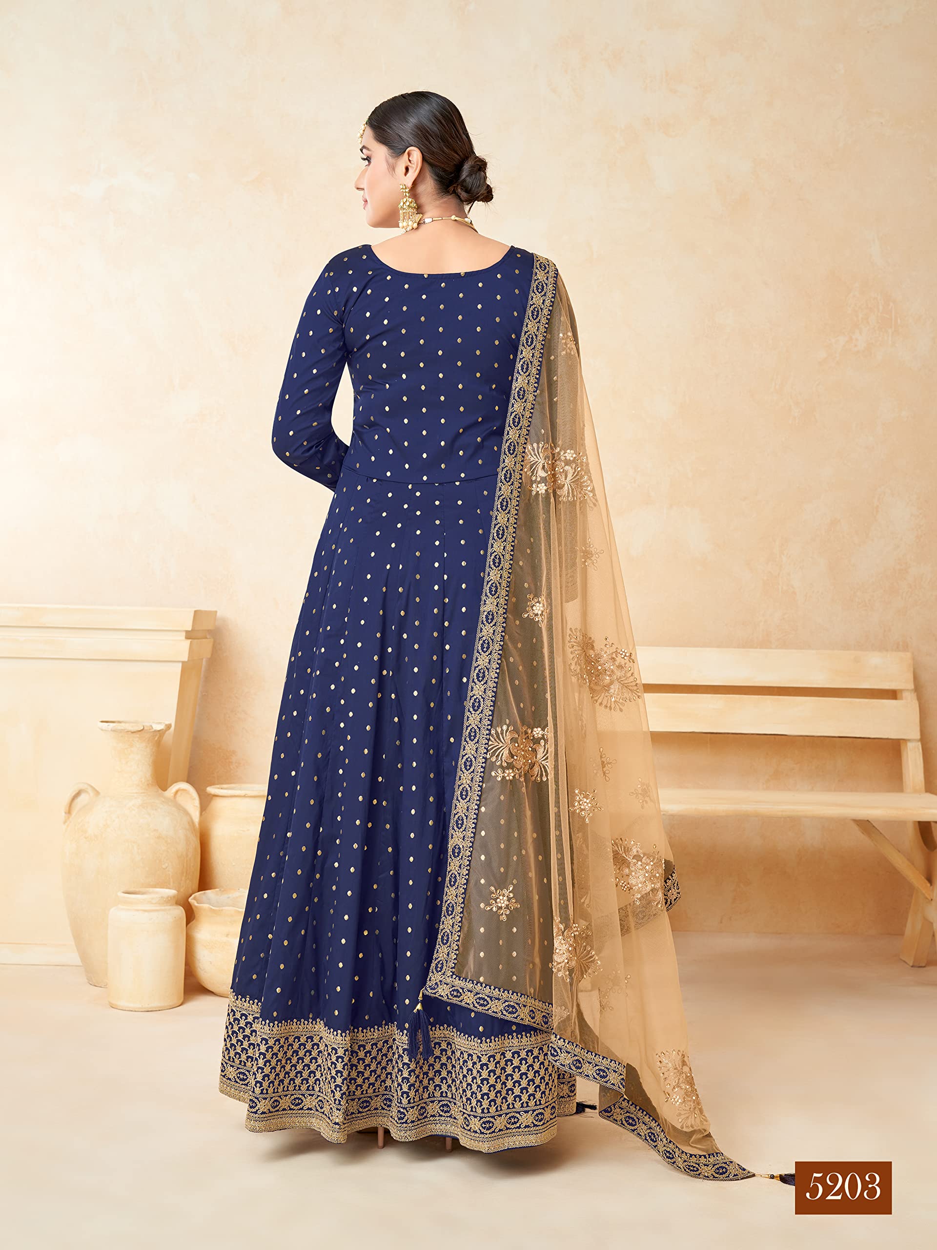 Tafeta Butti haftowana designerska suknia Anarkali z siateczką Dupatta dla kobiet, na ślub, uroczystą imprezę
