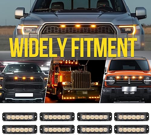 Miniatura 7 de Luces estroboscópicas LED ámbar para camión, barra de luz de rejilla de advertencia de emergencia de 210 grados, montaje en superficie universal, 17