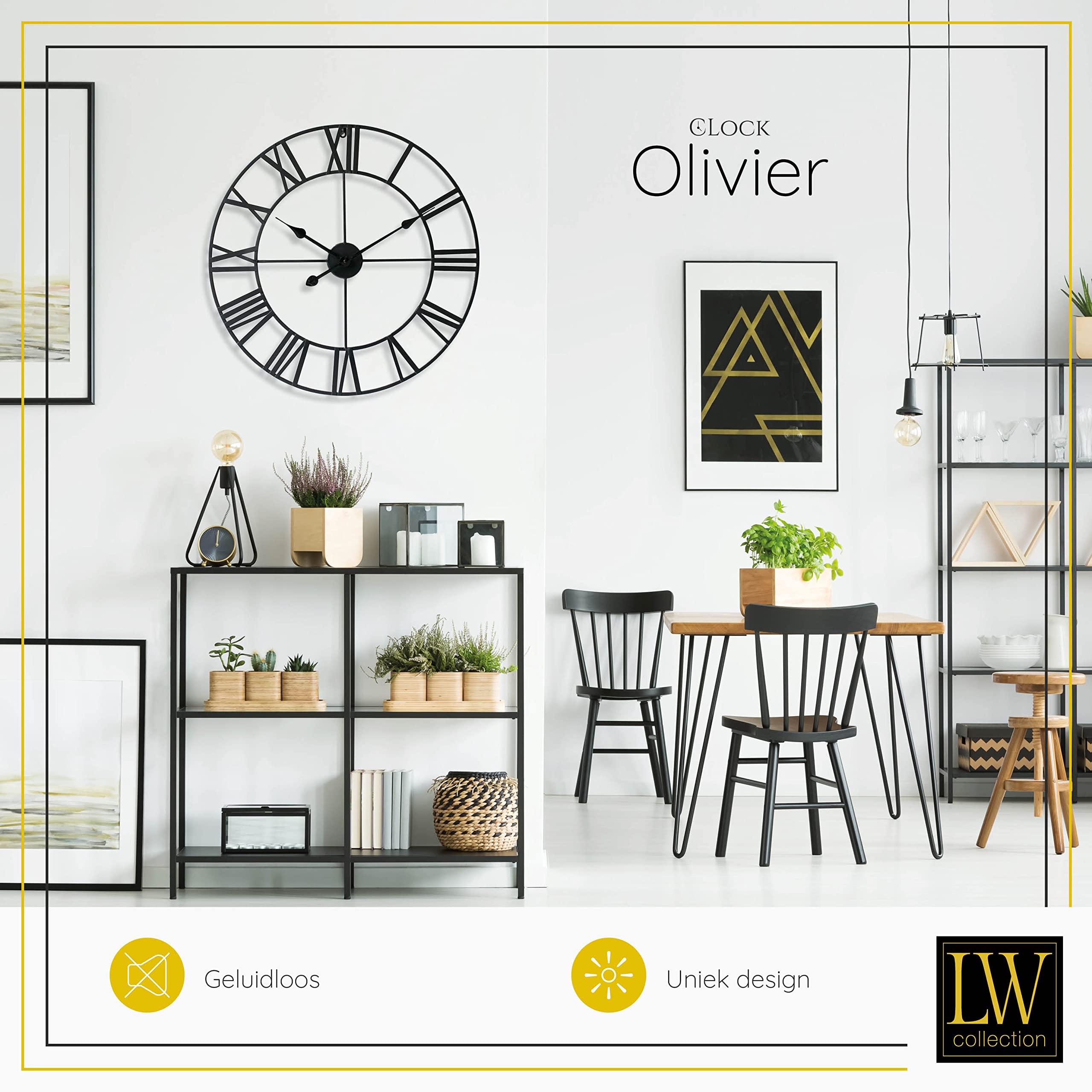Technoline WT1618 Wandklok 60 Cm Goud - Romeinse Cijfers & Filigraan Design