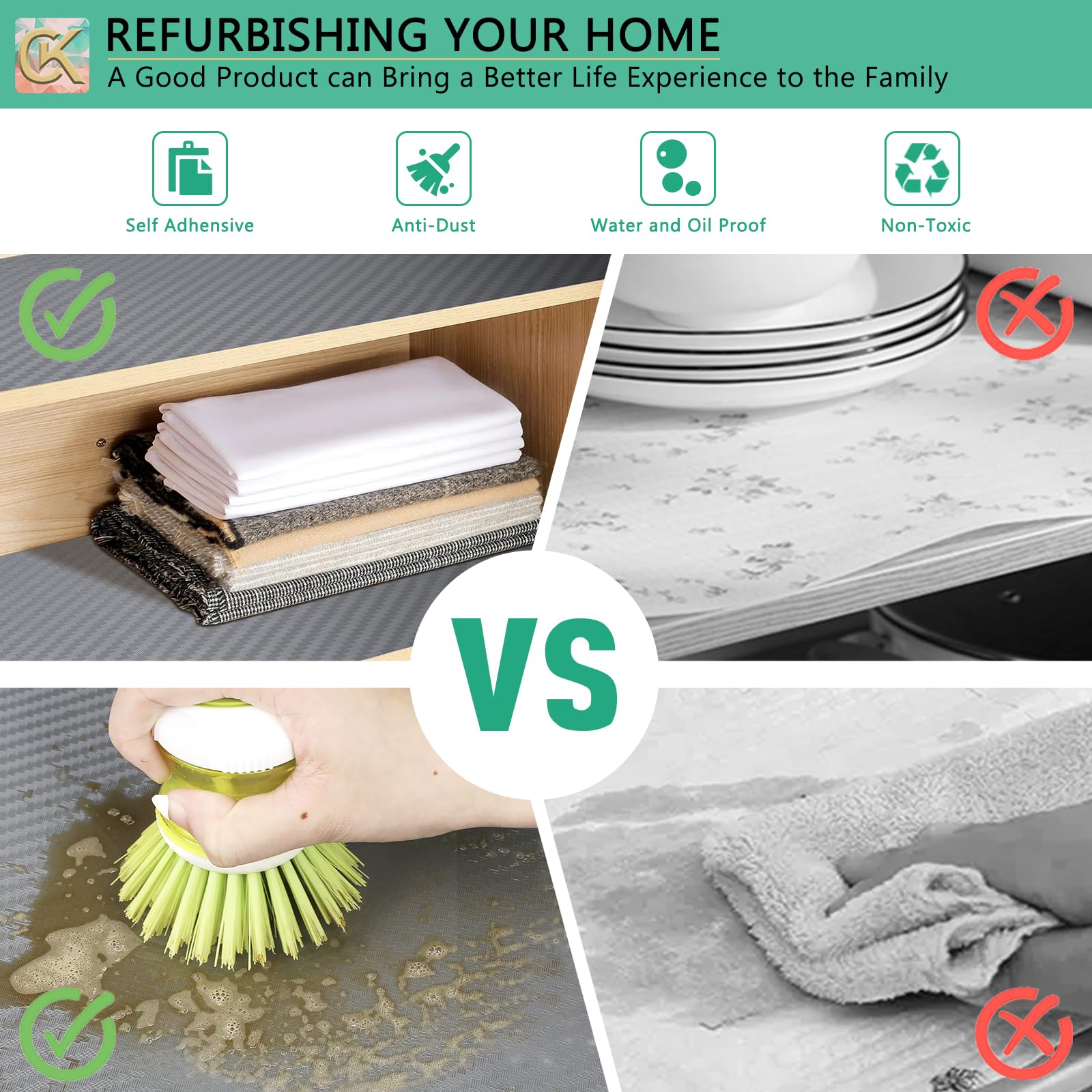 Forro autoadhesivo para estantes, forro de cocina, papel con respaldo impermeable, fácil de despegar y pegar, sin residuos, para decorar la superficie de tu escritorio, encimeras de cocina (plateado,