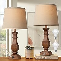 ROTTOGOON Dimmable Touch Table Lamps Set of 2 - Rustic Farmhouse Bedside Lamps for Bedroom Living Room, 9W Bulbs Included, 22" Brown