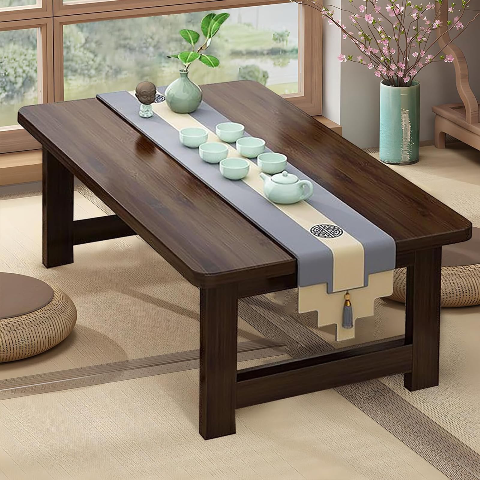 Table de sol japonaise pour le thé et la méditation zen dans votre salon moderne