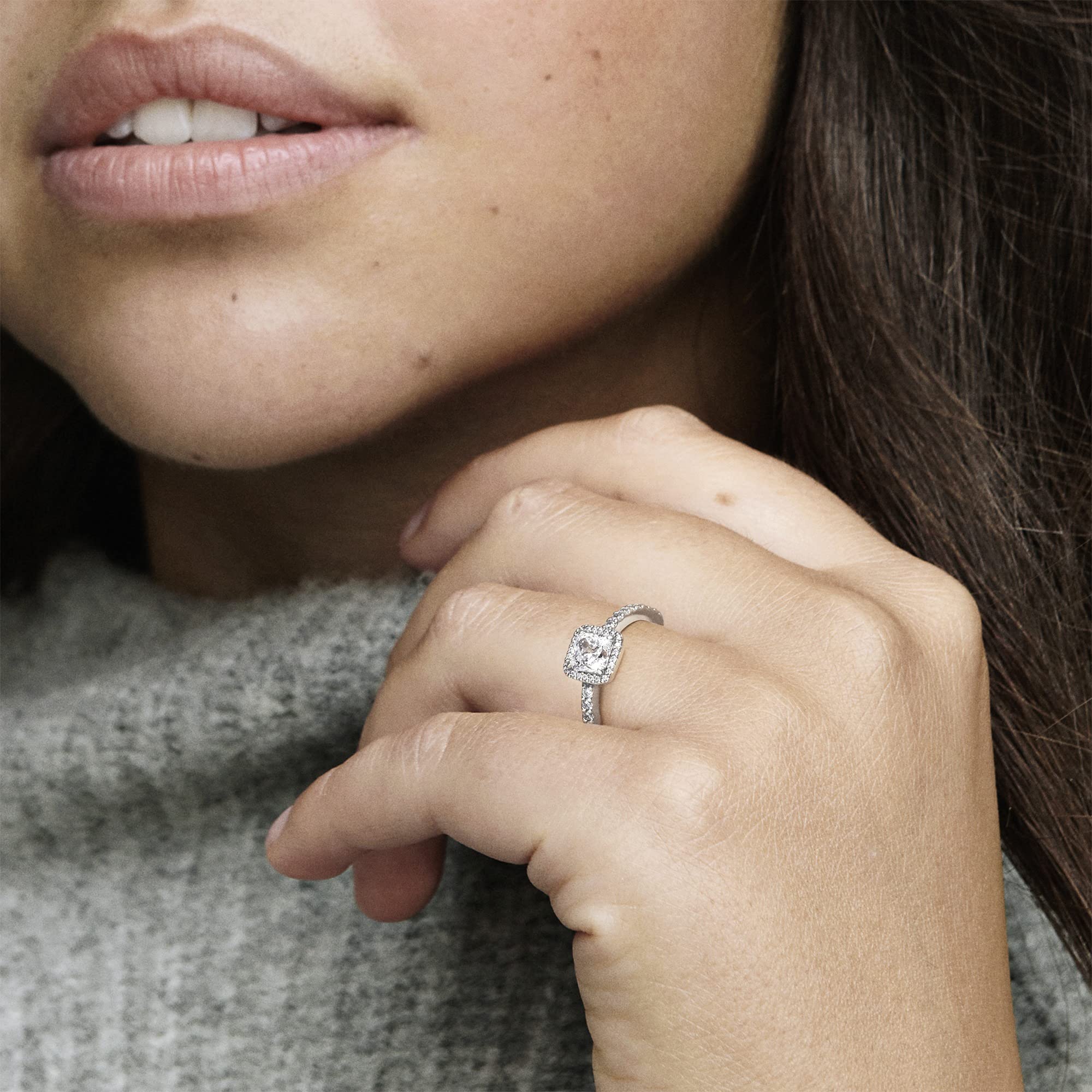 Pandora Timeless Ring, quadratisch, Sterlingsilber, mit klarem Cubic Zirkonia